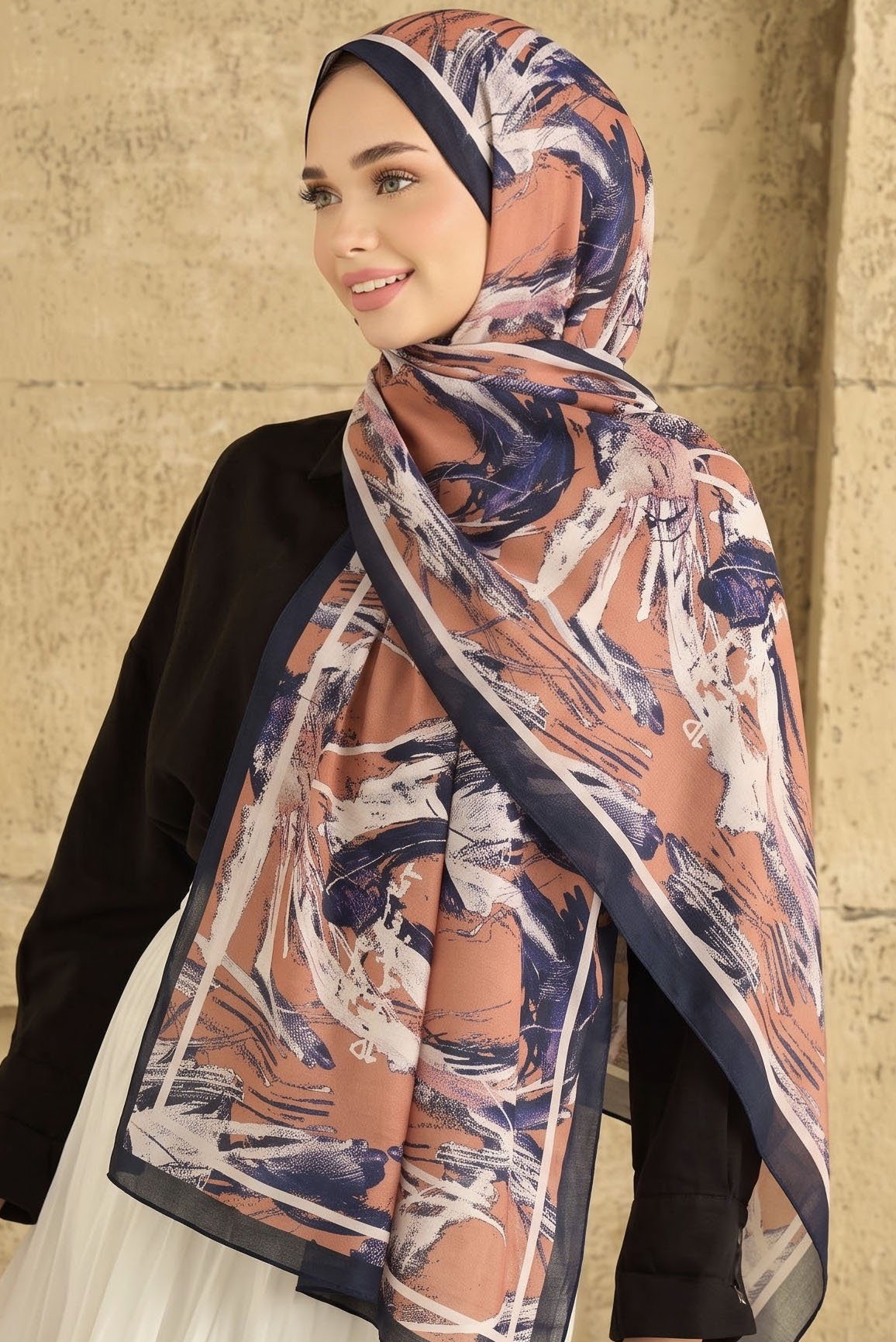 Baskılı Desenli Soft Şal Taba - 29268-TABA - 1