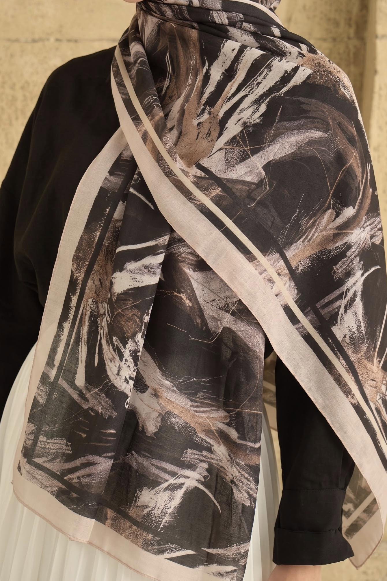 Baskılı Desenli Soft Şal Taş - 29268-TAS - 2