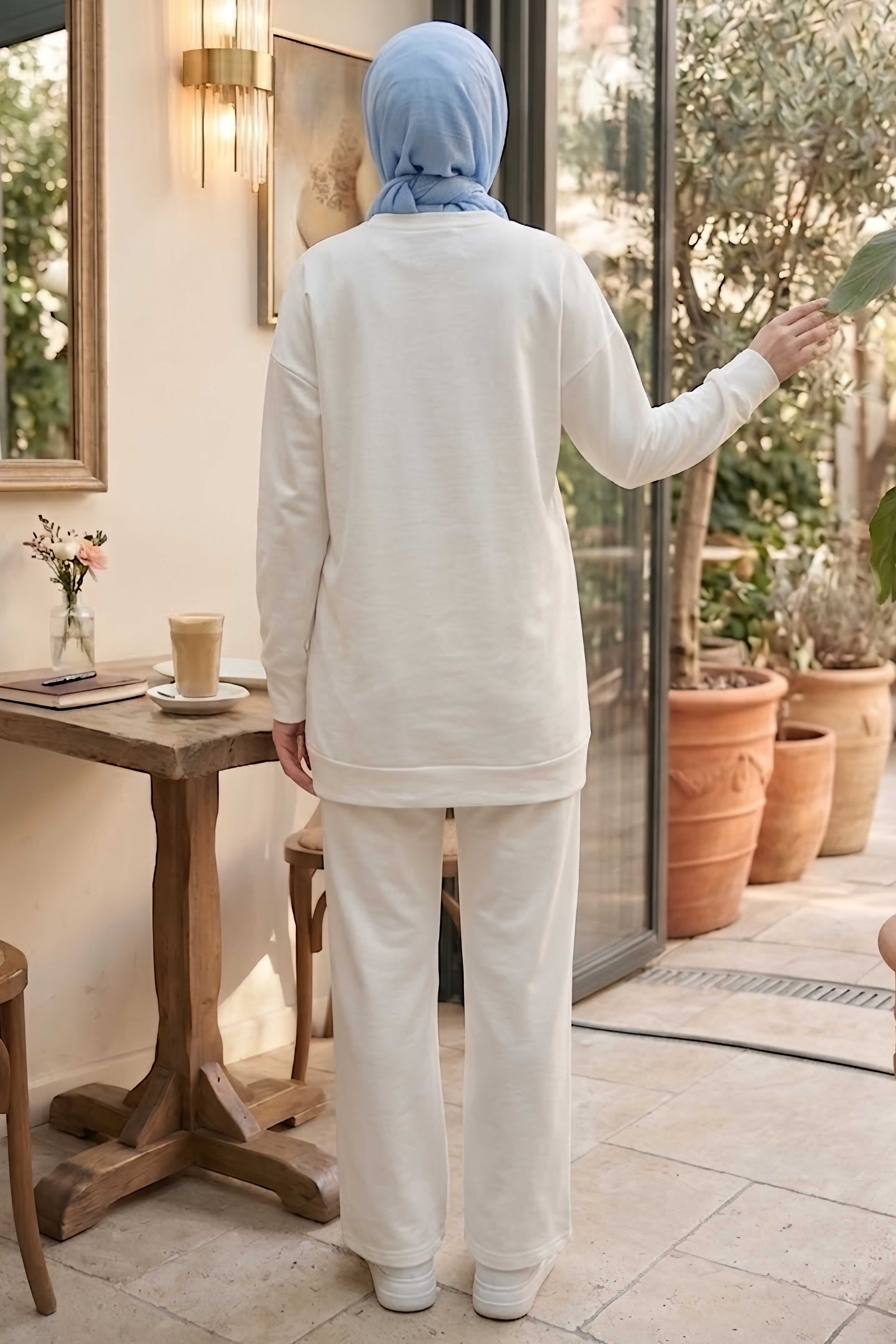 Baskılı Eşofman Takımı Beyaz - 2138-BEYAZ - 3