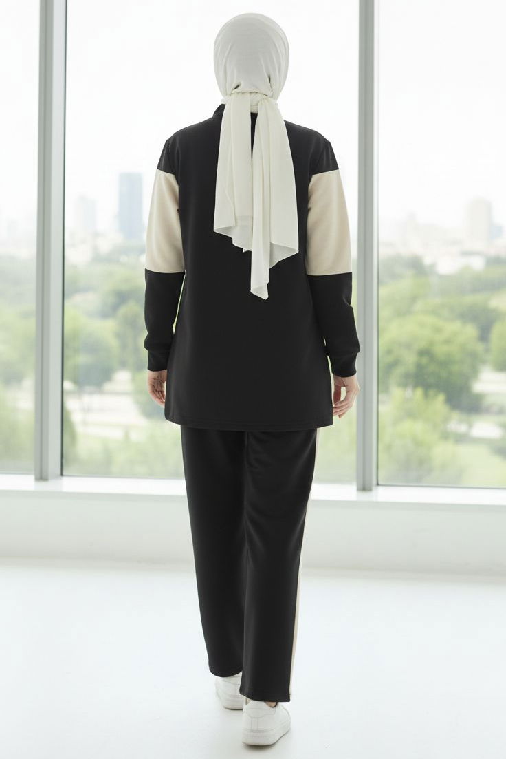 Baskılı Garnili İki İplik Takım - 2047-SIYAH - 3