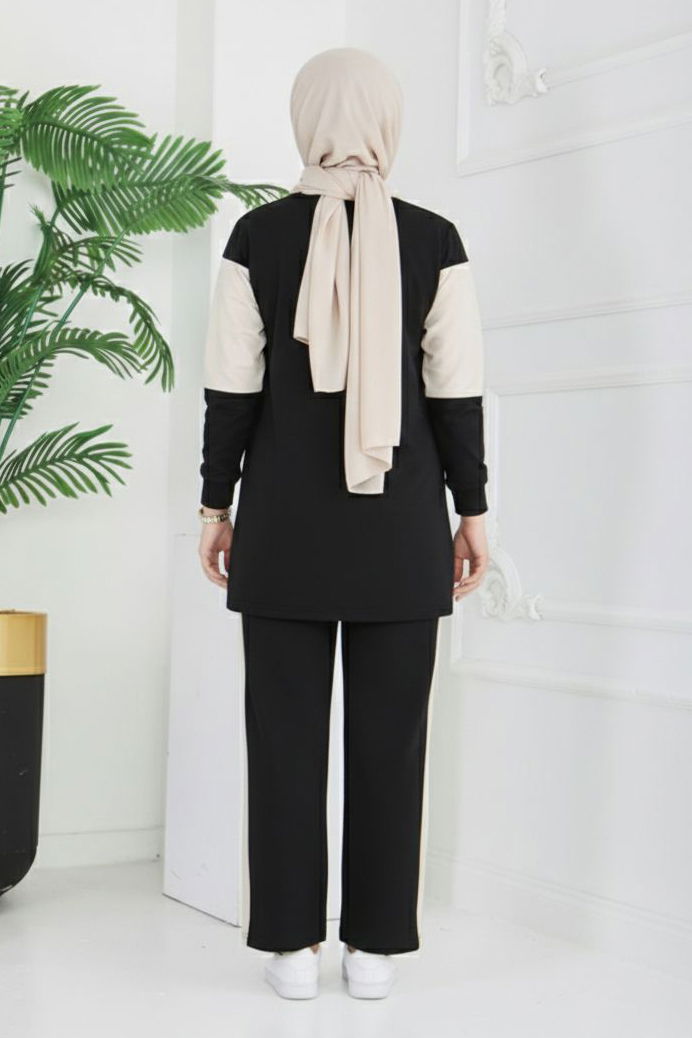 Baskılı Garnili İki İplik Takım - 2047-SIYAH - 3