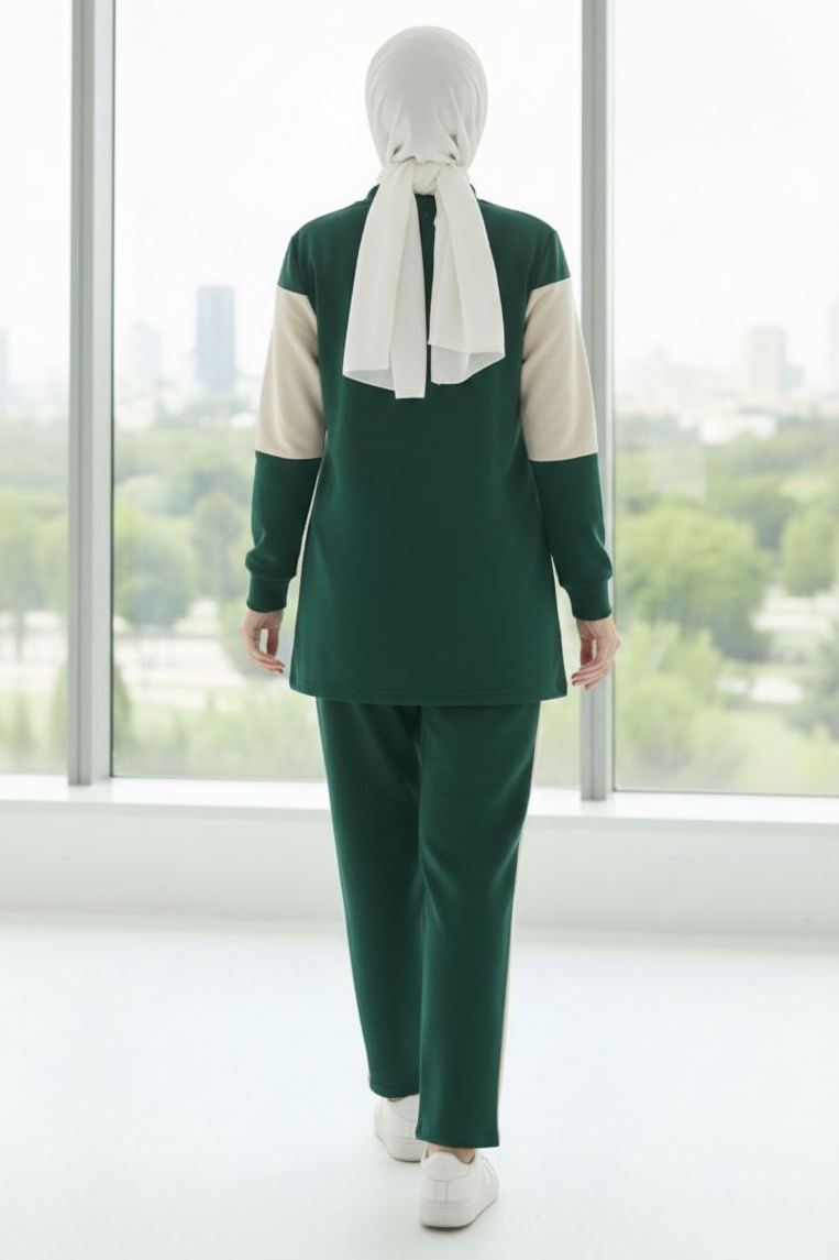 Baskılı Garnili İki İplik Takım - 2047-ZUMRUT - TOFİSA