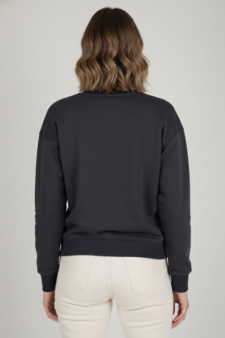 Baskılı İki İplik Sweatshirt - 27990-ANTRASIT - 3