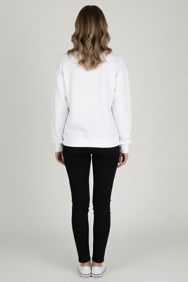 Baskılı İki İplik Sweatshirt - 27990-BEYAZ - 3