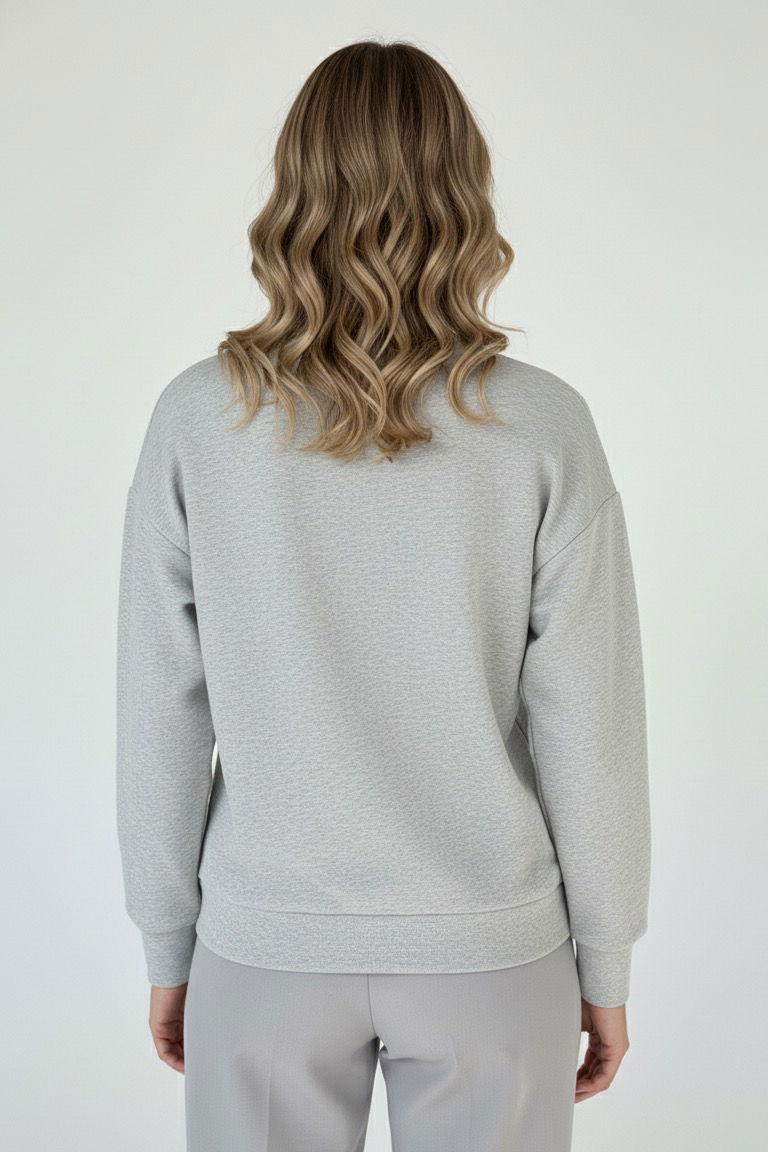 Baskılı İki İplik Sweatshirt - 27990-GRI - TOFİSA