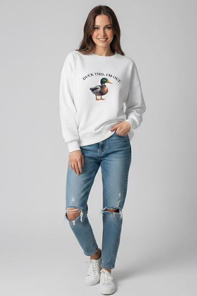 Baskılı İki İplik Sweatshirt - 27991-BEYAZ 