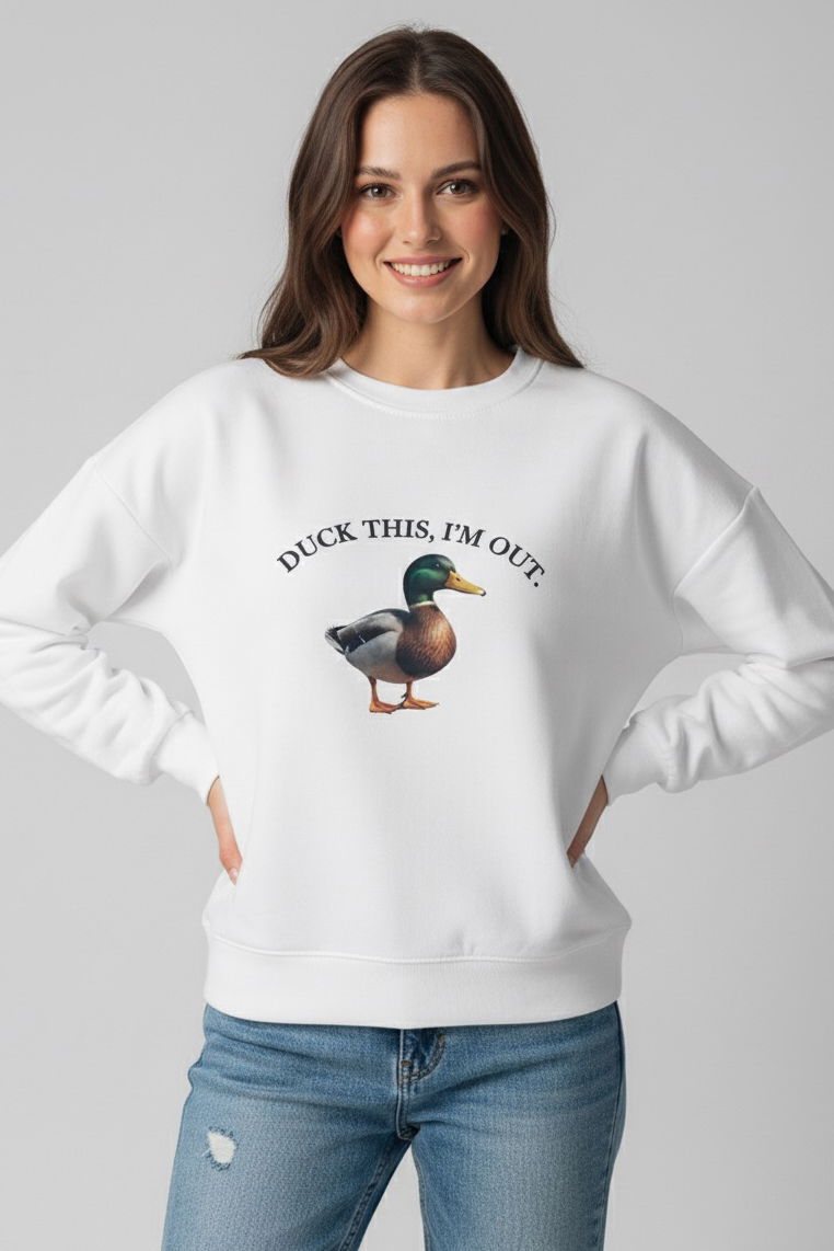 Baskılı İki İplik Sweatshirt - 27991-BEYAZ - 2