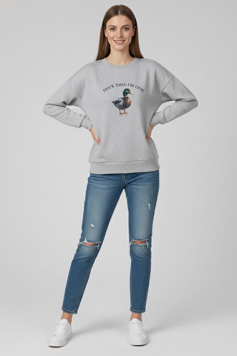 Baskılı İki İplik Sweatshirt - 27991-GRI - TOFİSA