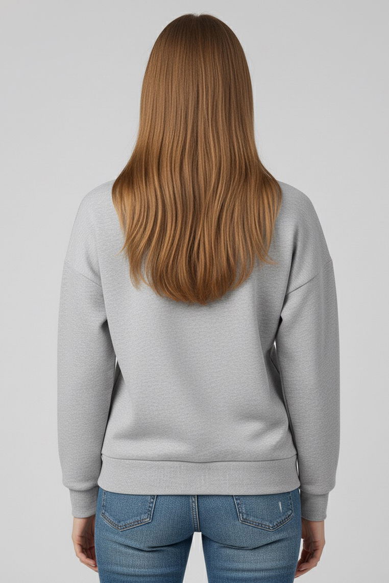 Baskılı İki İplik Sweatshirt - 27991-GRI - TOFİSA