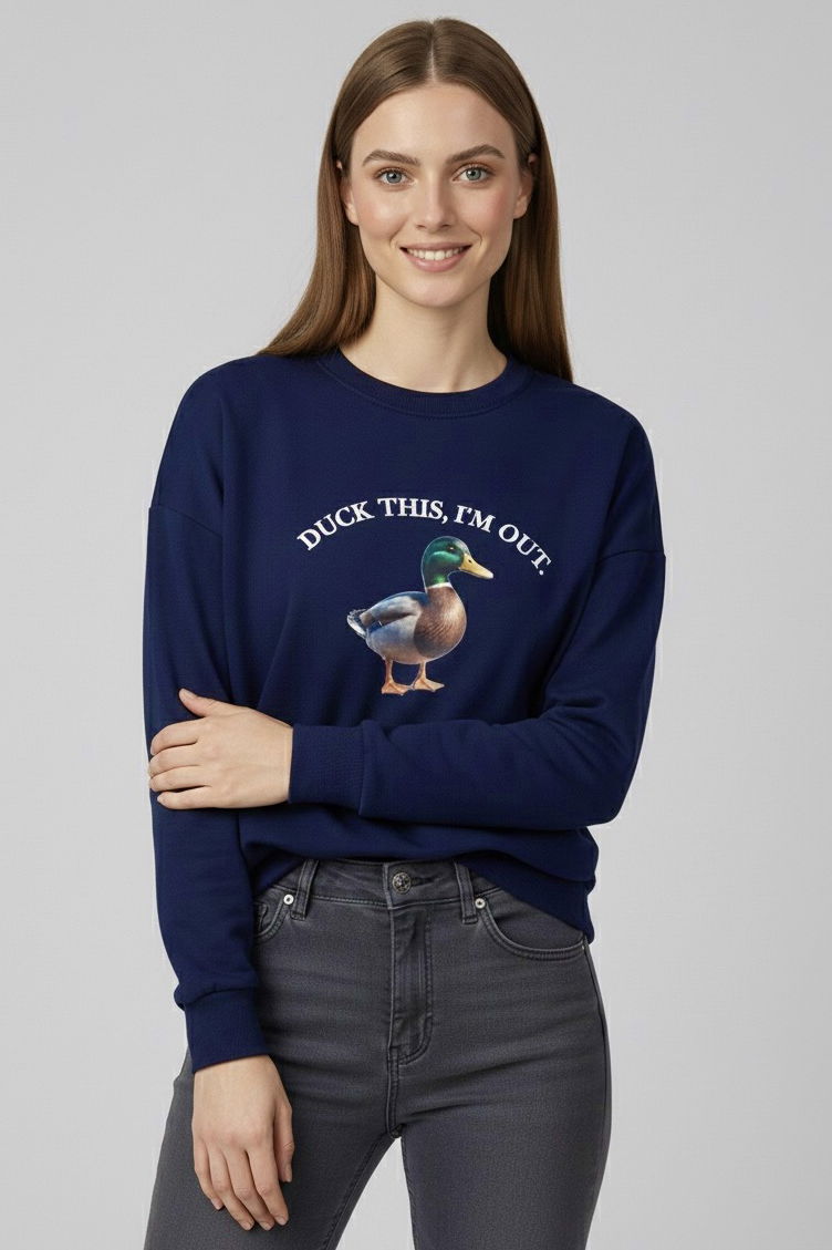 Baskılı İki İplik Sweatshirt - 27991-LACIVERT - 2