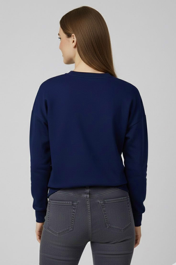 Baskılı İki İplik Sweatshirt - 27991-LACIVERT - 3