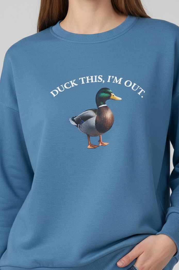 Baskılı İki İplik Sweatshirt - 27991-MAVI - 2