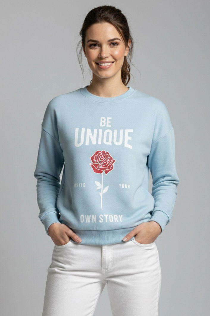 Baskılı İki İplik Sweatshirt - 27992-BEBE-MAVI - 1