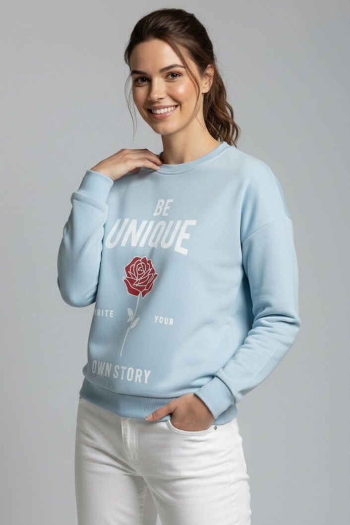 Baskılı İki İplik Sweatshirt - 27992-BEBE-MAVI - 2