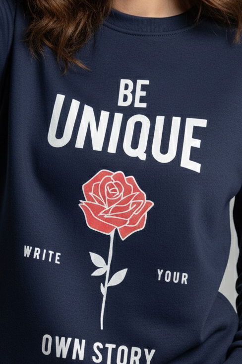 Baskılı İki İplik Sweatshirt - 27992-LACIVERT - 3