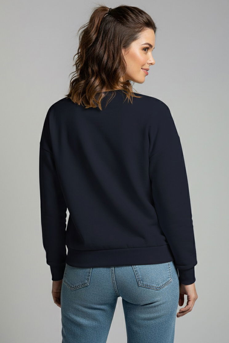 Baskılı İki İplik Sweatshirt - 27992-LACIVERT - TOFİSA