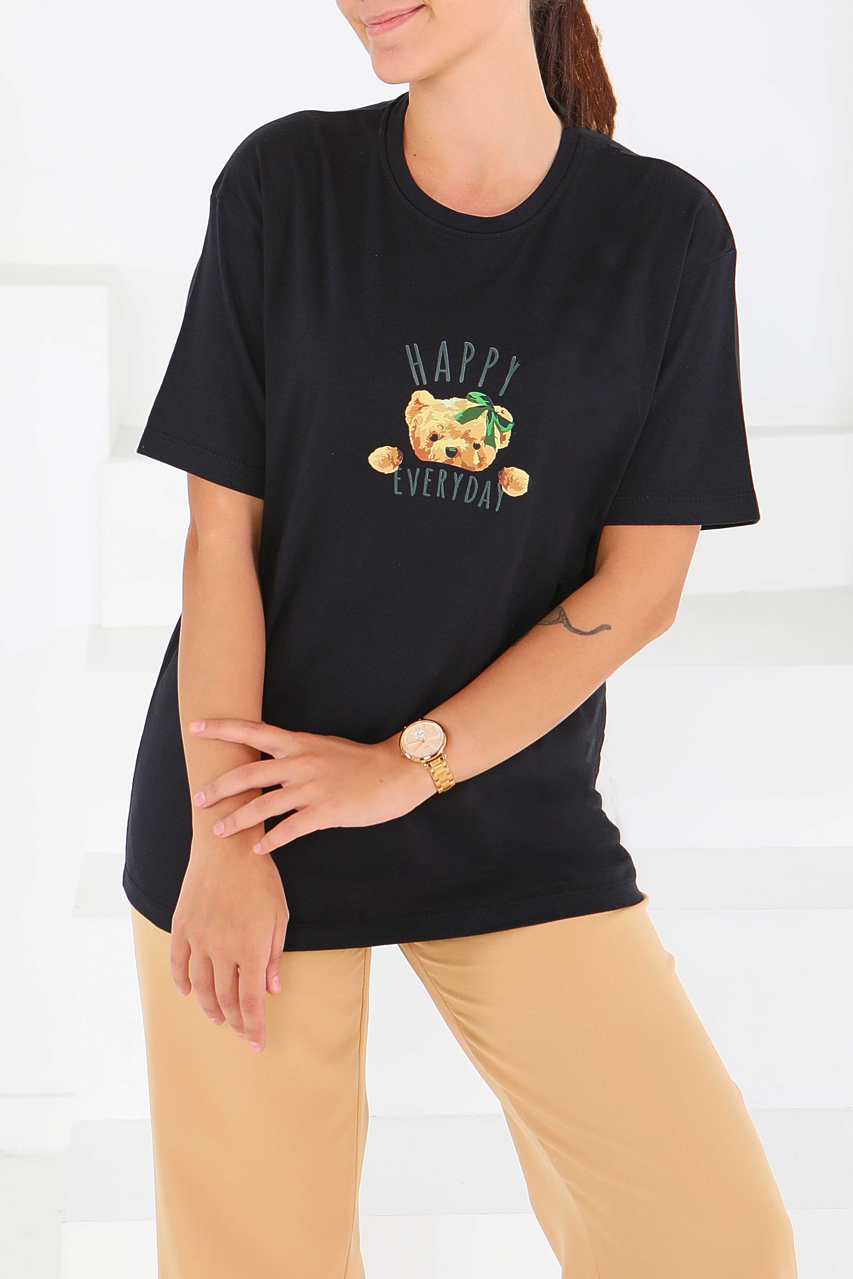 Baskılı Kısa Kollu T-Şhirt - 27568 - 1