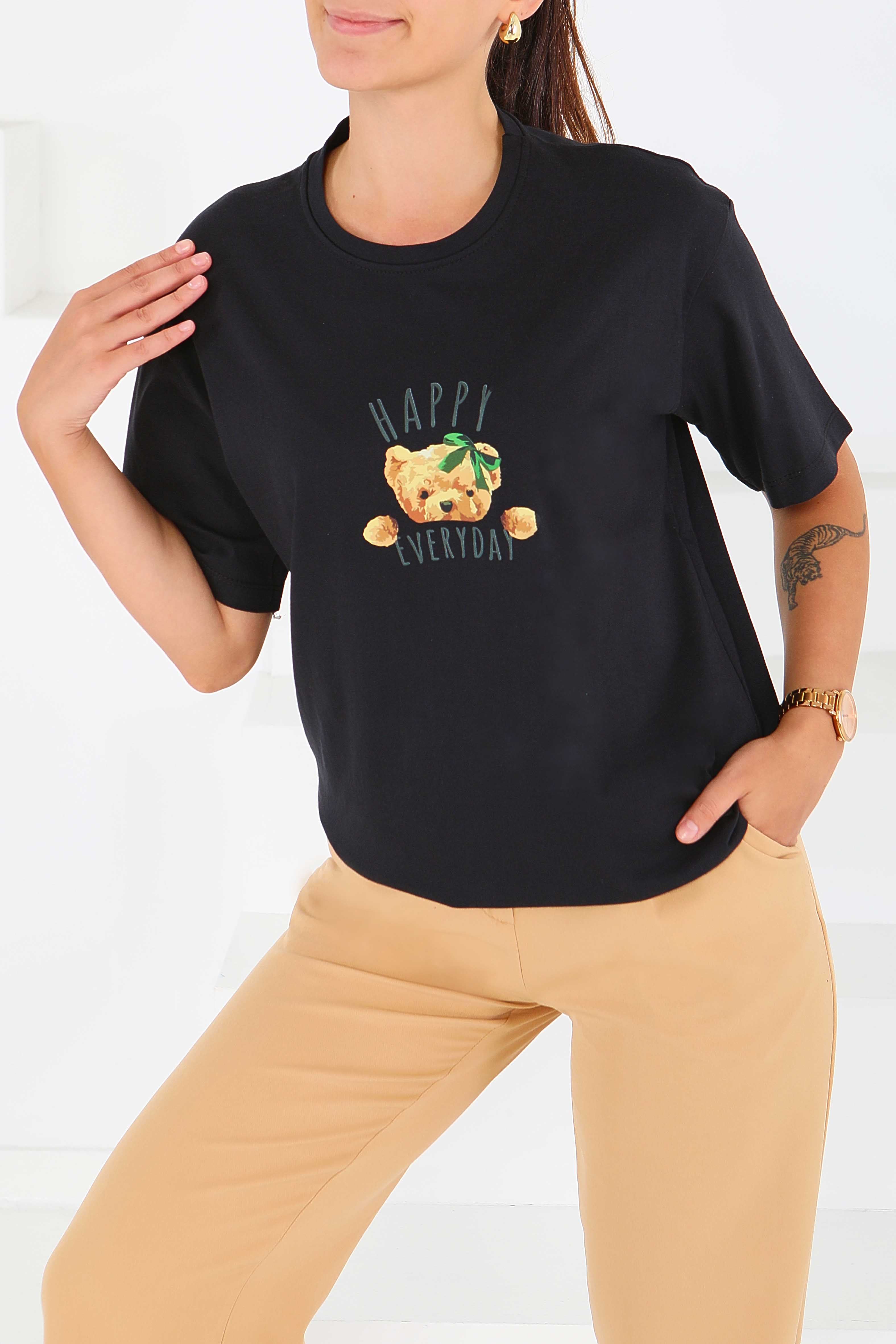 Baskılı Kısa Kollu T-Şhirt - 27568 - 2