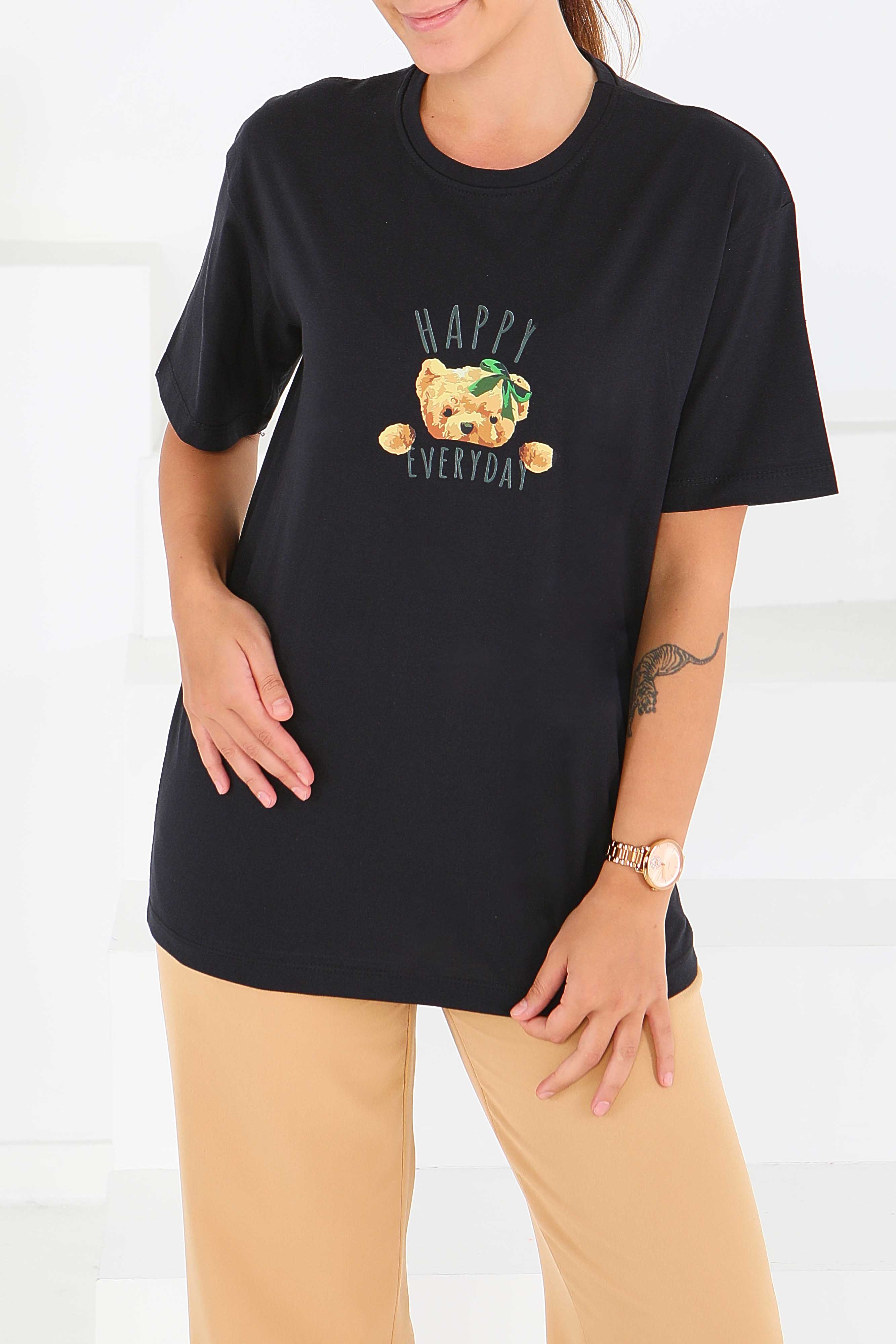 Baskılı Kısa Kollu T-Şhirt - 27568 - 3