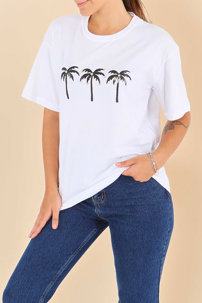 Baskılı Kısa Kollu T-Şhirt - 27569 