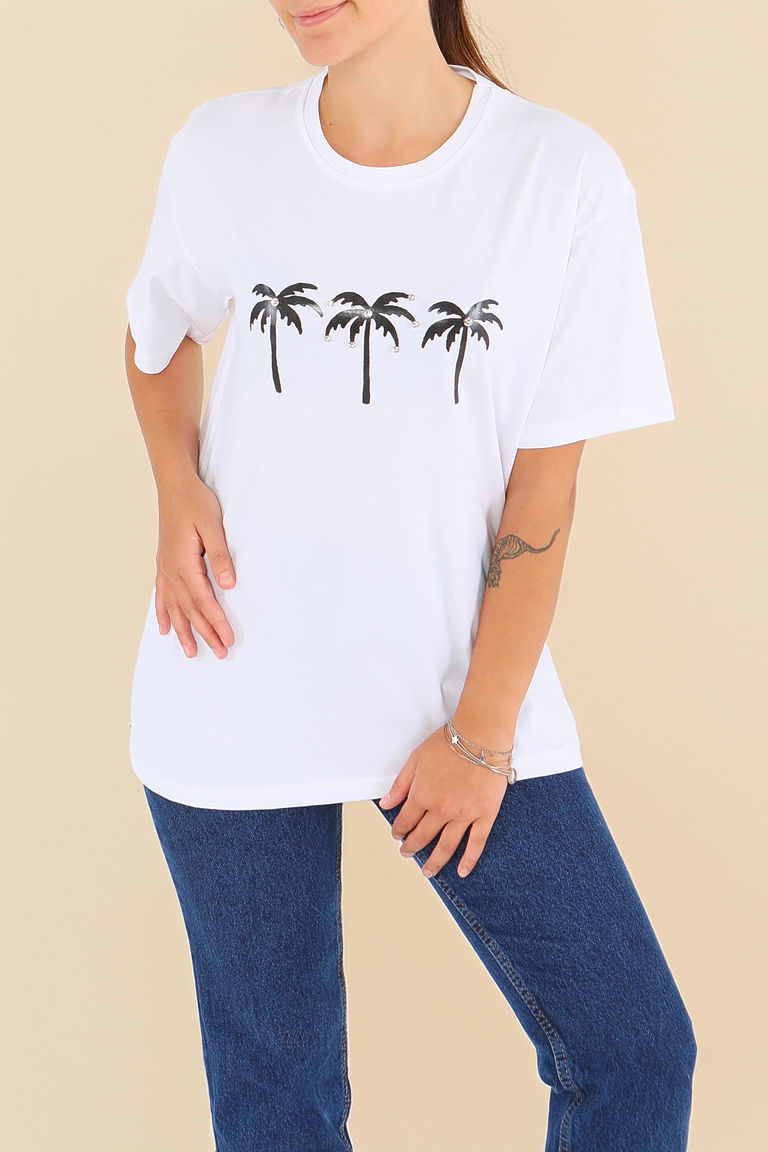 Baskılı Kısa Kollu T-Şhirt - 27569 - TOFİSA