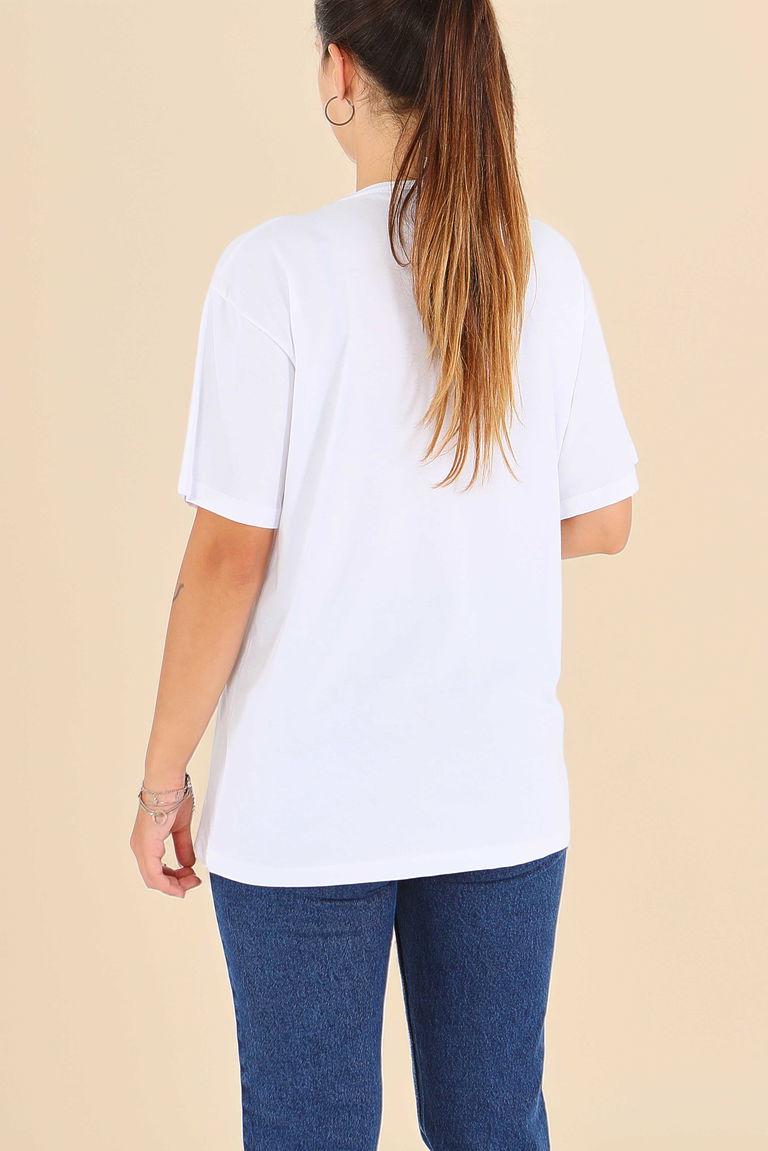 Baskılı Kısa Kollu T-Şhirt - 27569 - TOFİSA