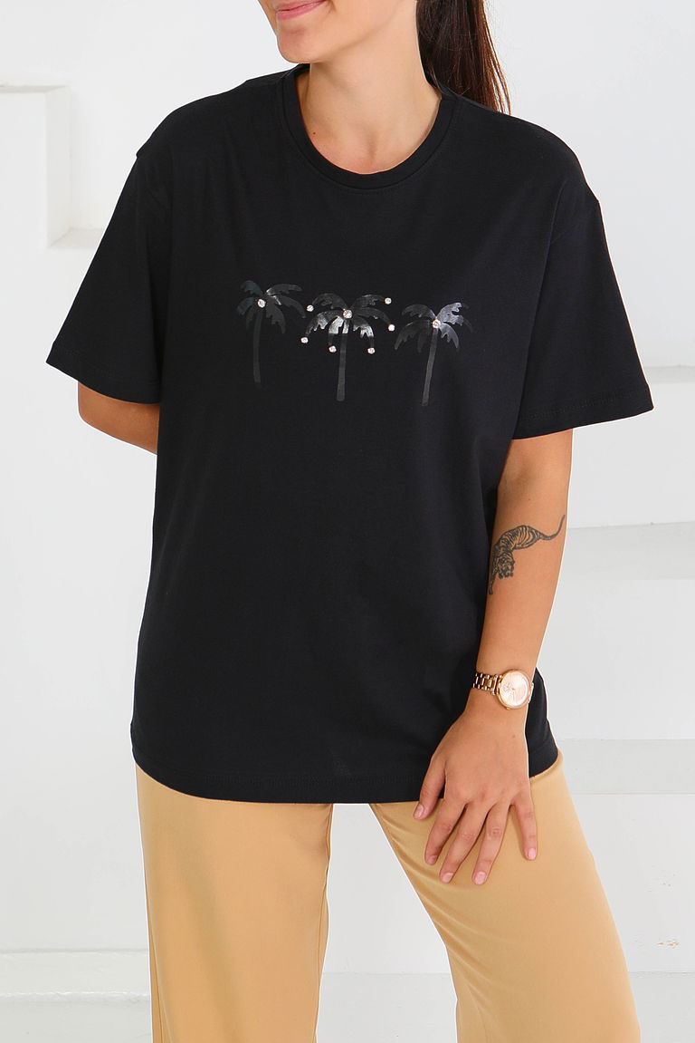 Baskılı Kısa Kollu T-Şhirt - 27569 - TOFİSA