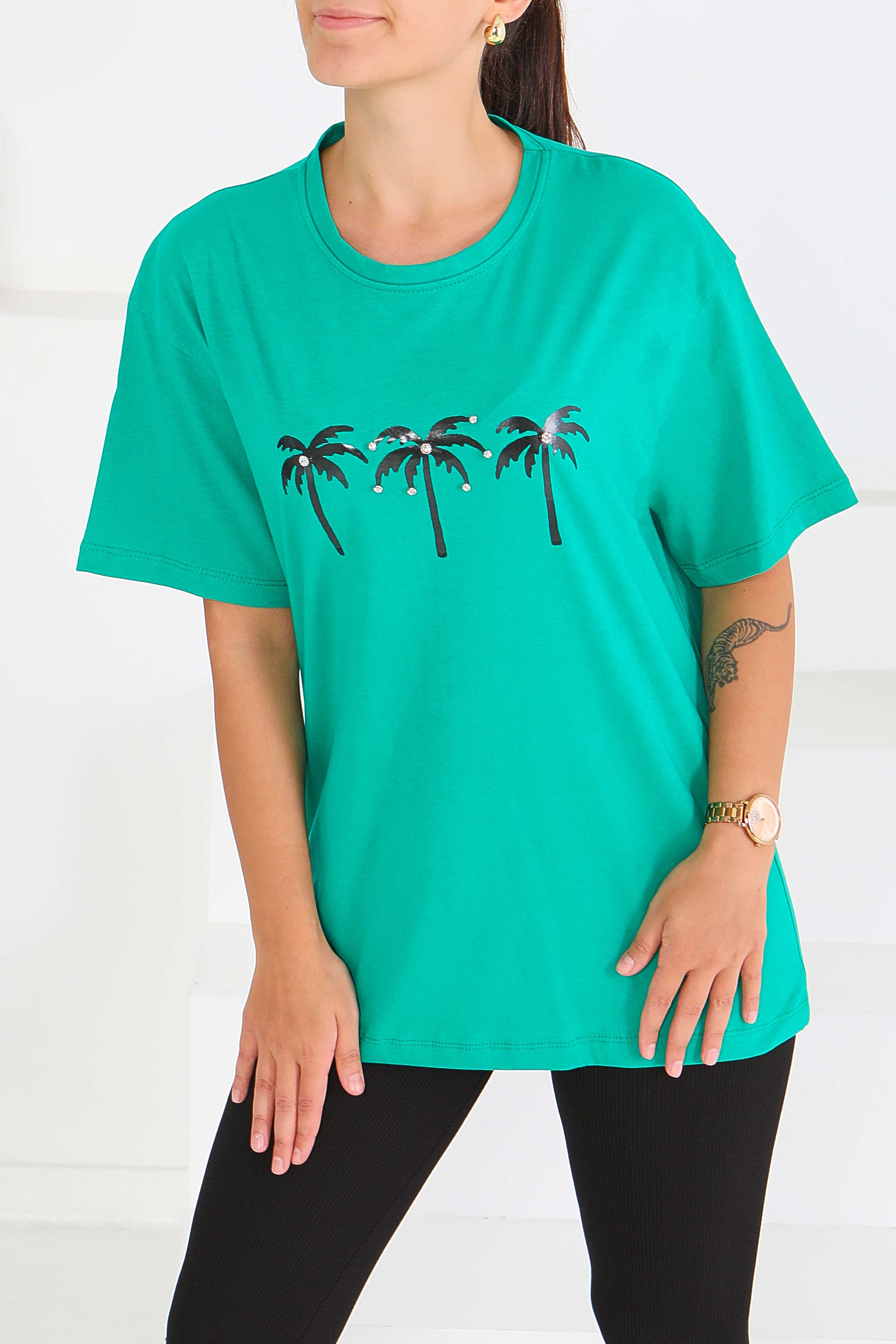 Baskılı Kısa Kollu T-Şhirt - 27569 - 1