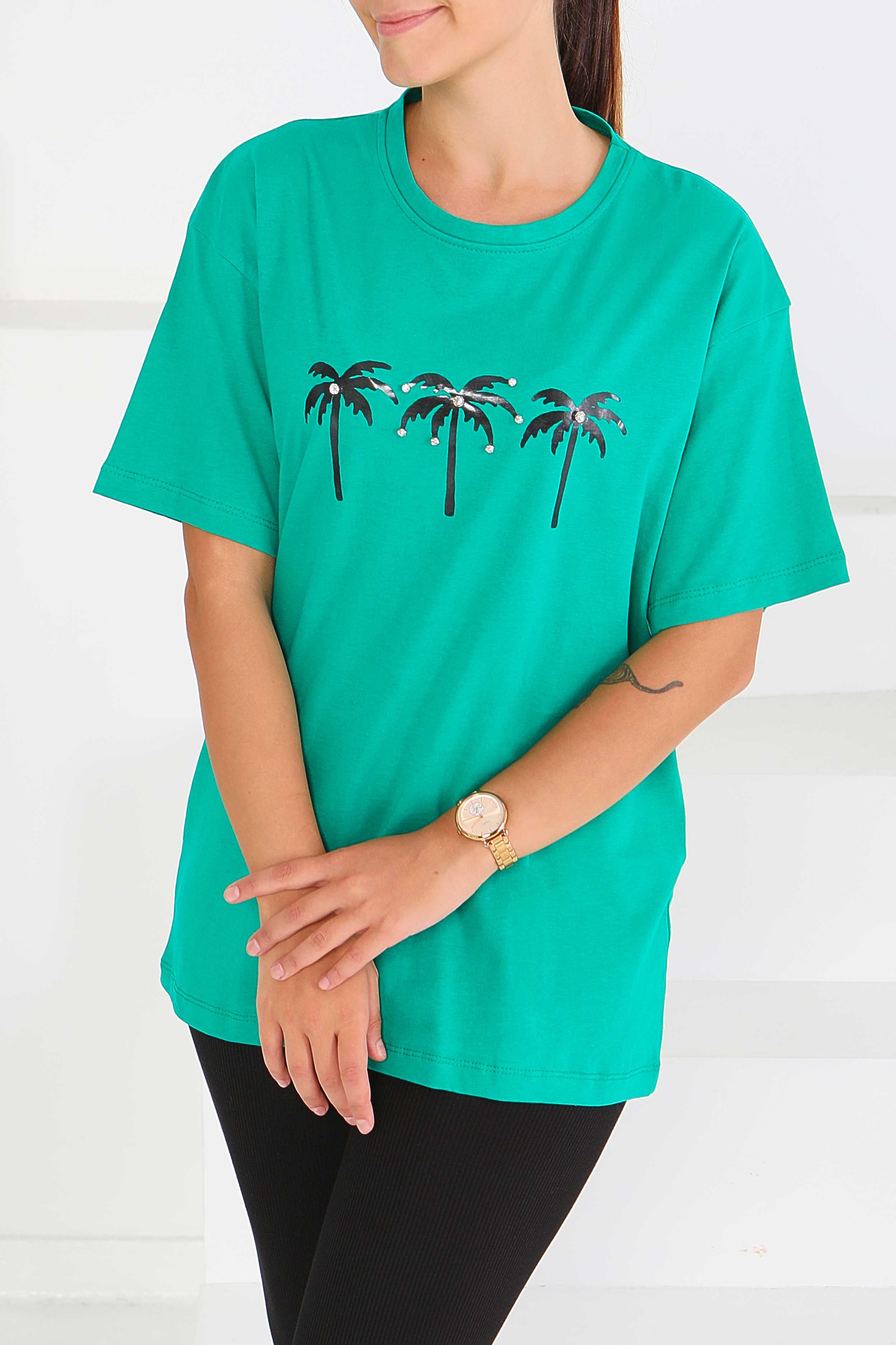 Baskılı Kısa Kollu T-Şhirt - 27569 - 2