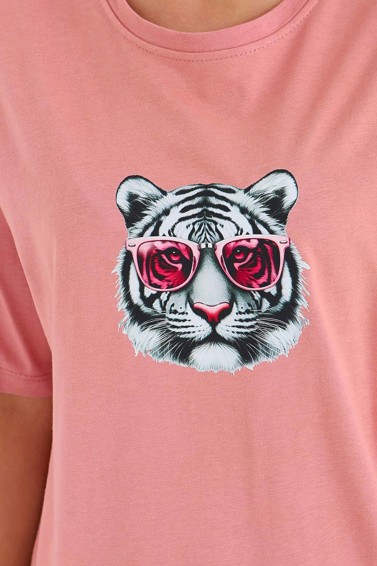 Baskılı Kısa Kollu T-Şhirt - 27571 - TOFİSA