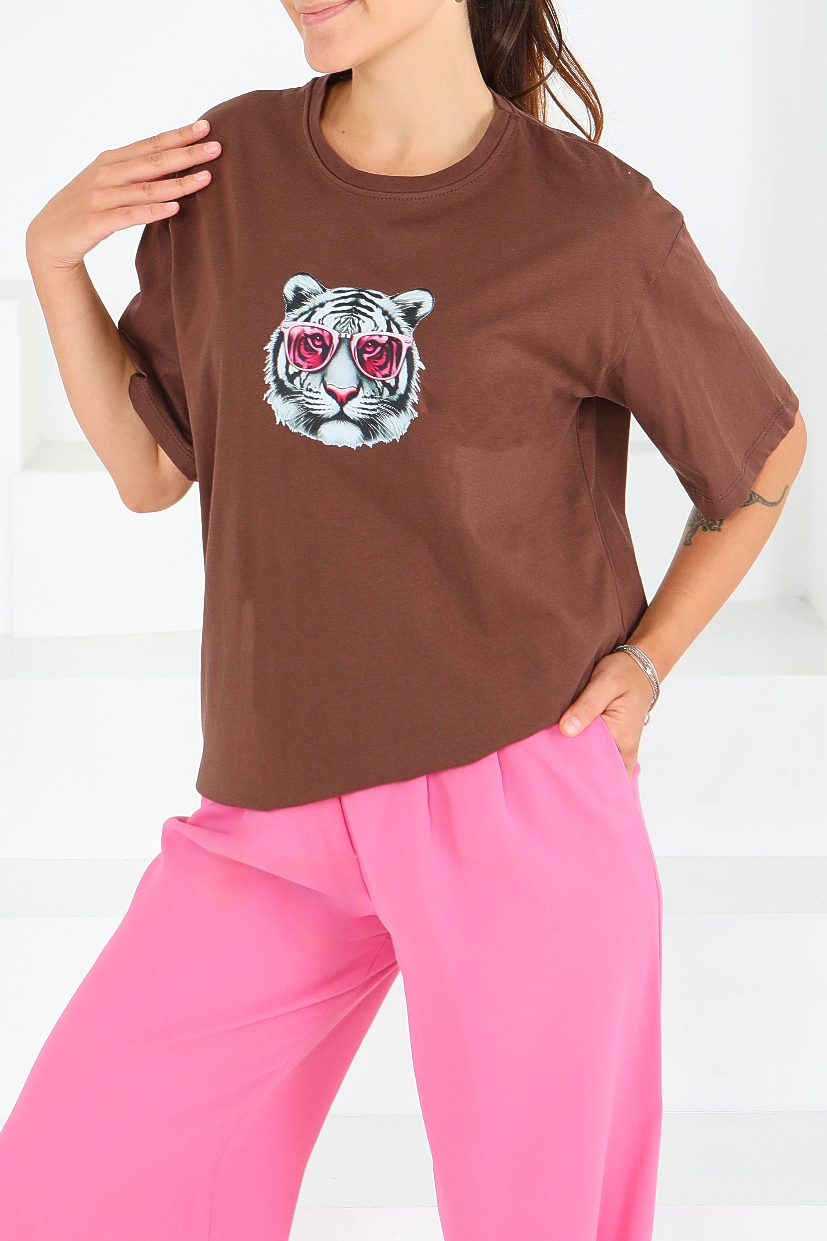 Baskılı Kısa Kollu T-Şhirt - 27571 - 1