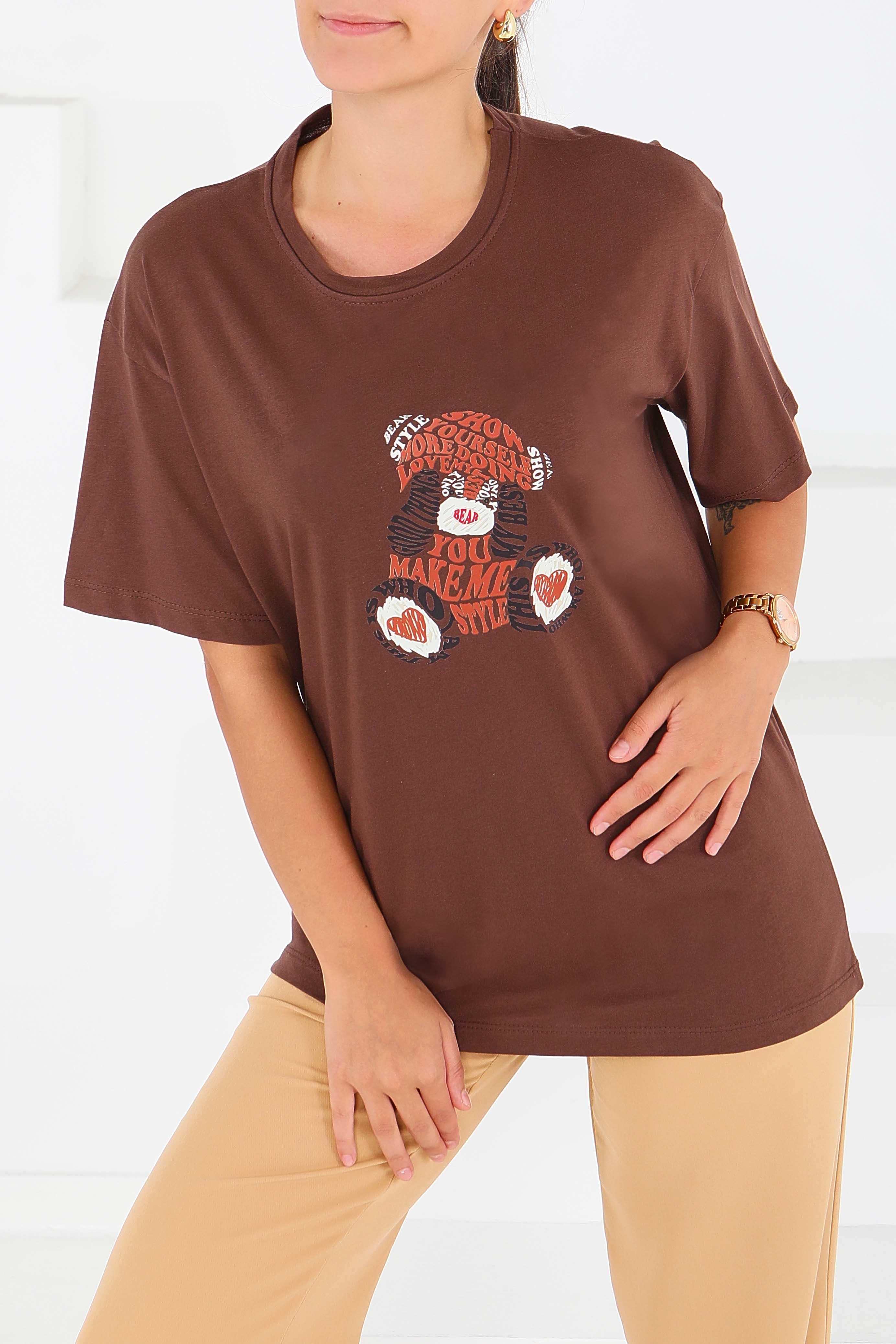 Baskılı Kısa Kollu T-Şhirt - 27573 - 3