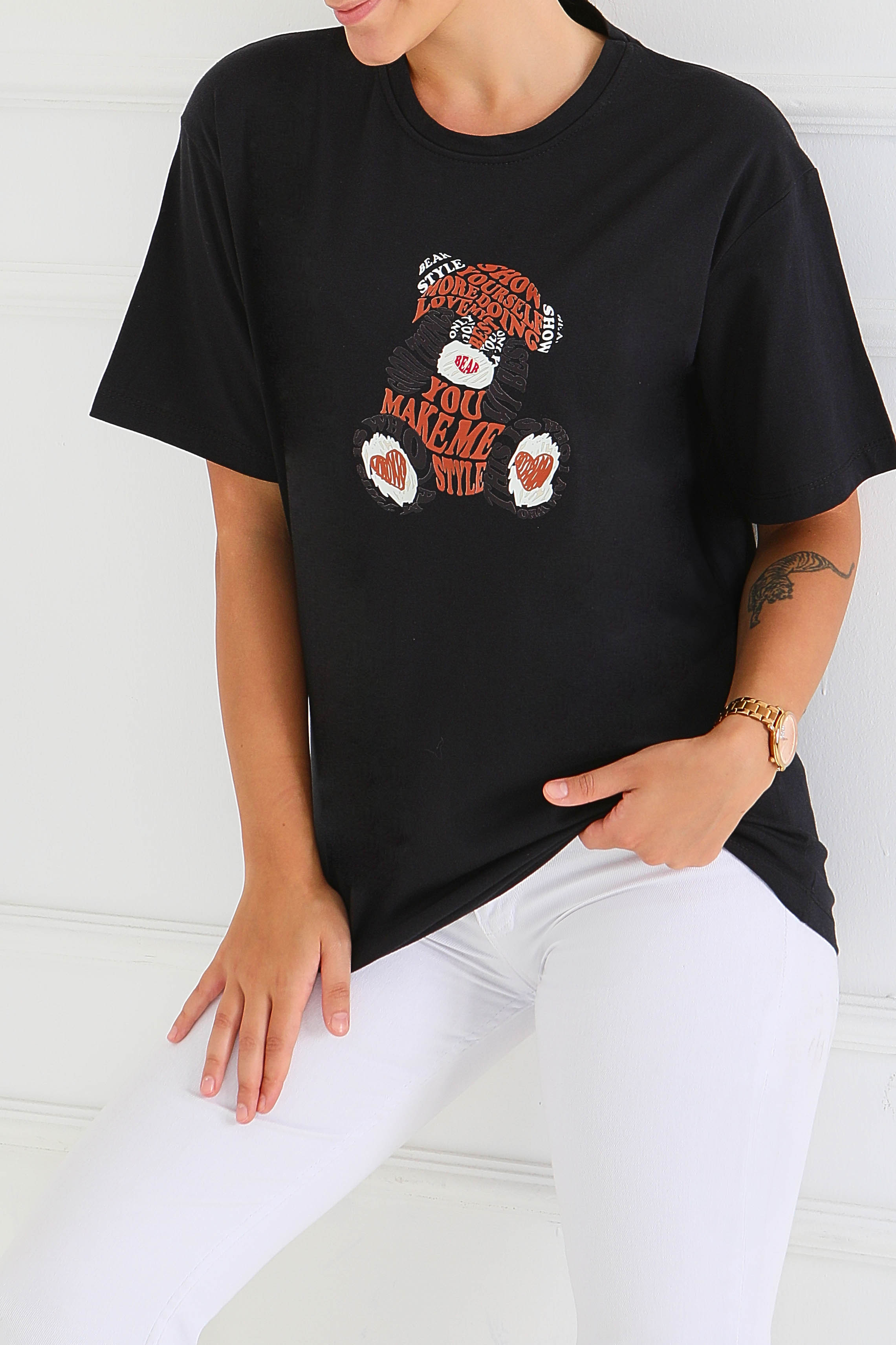 Baskılı Kısa Kollu T-Şhirt - 27573 - 1