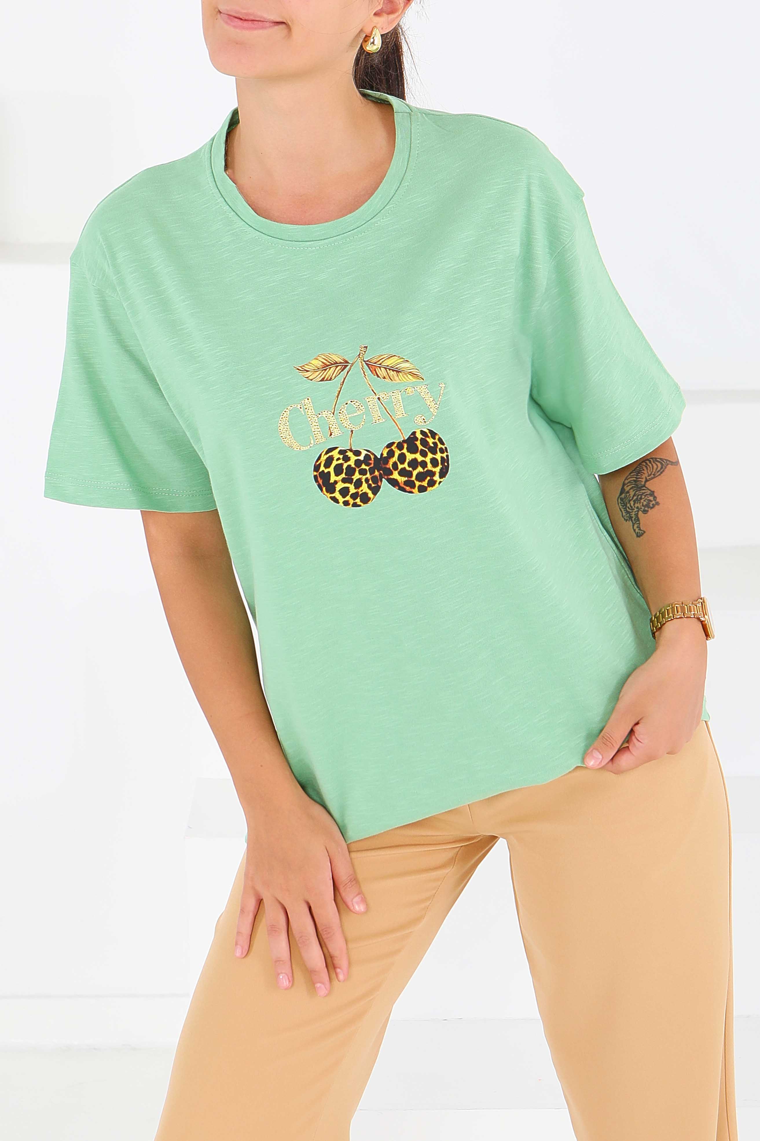 Baskılı Kısa Kollu T-Şhirt - 27575 - 1