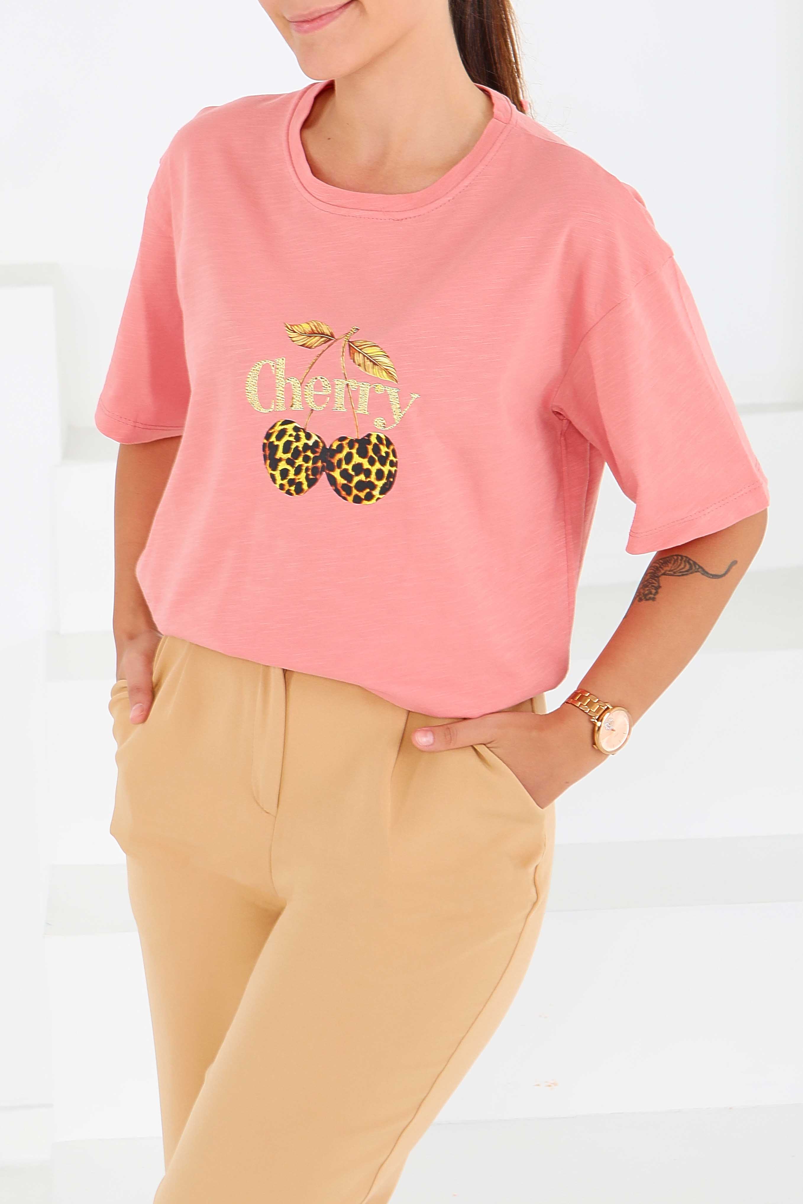 Baskılı Kısa Kollu T-Şhirt - 27575 - 1