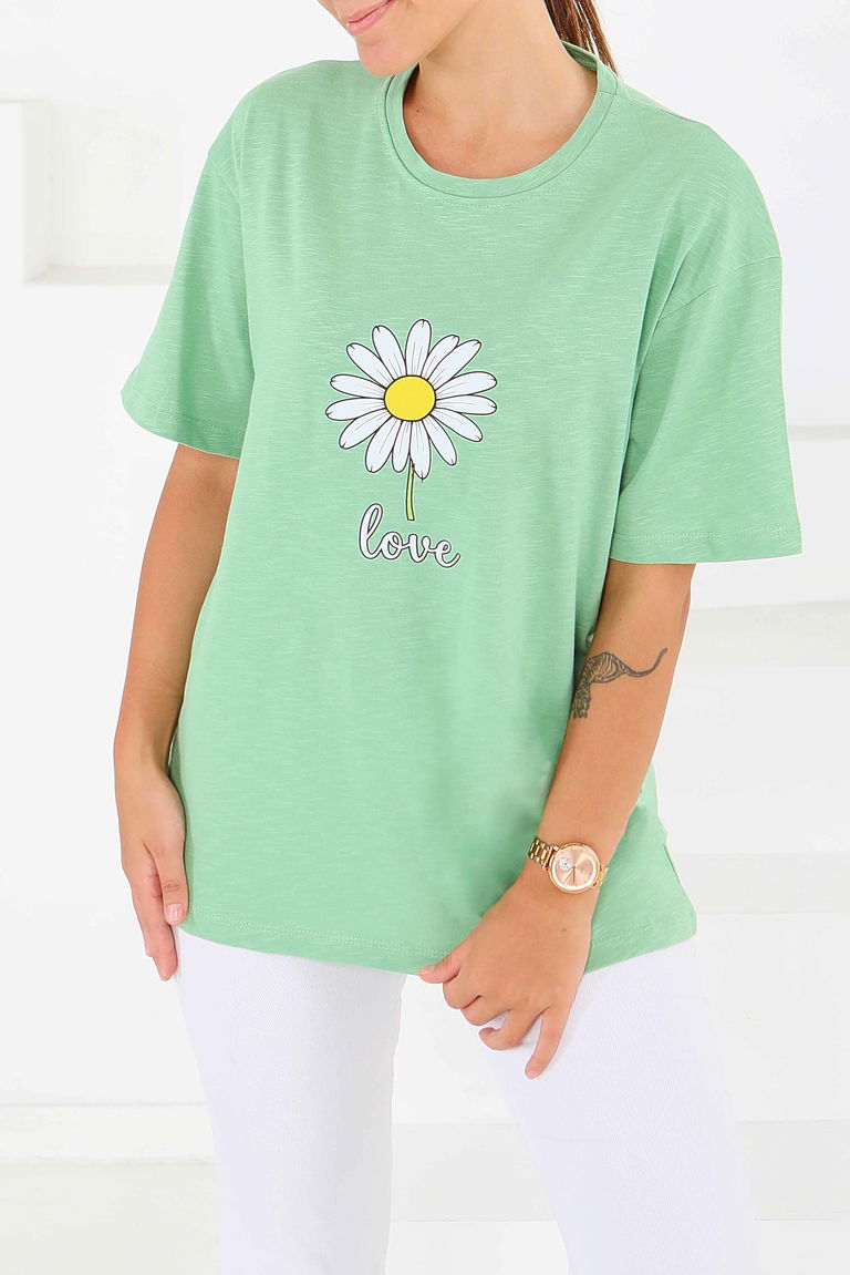 Baskılı Kısa Kollu T-Şhirt - 27577 - TOFİSA