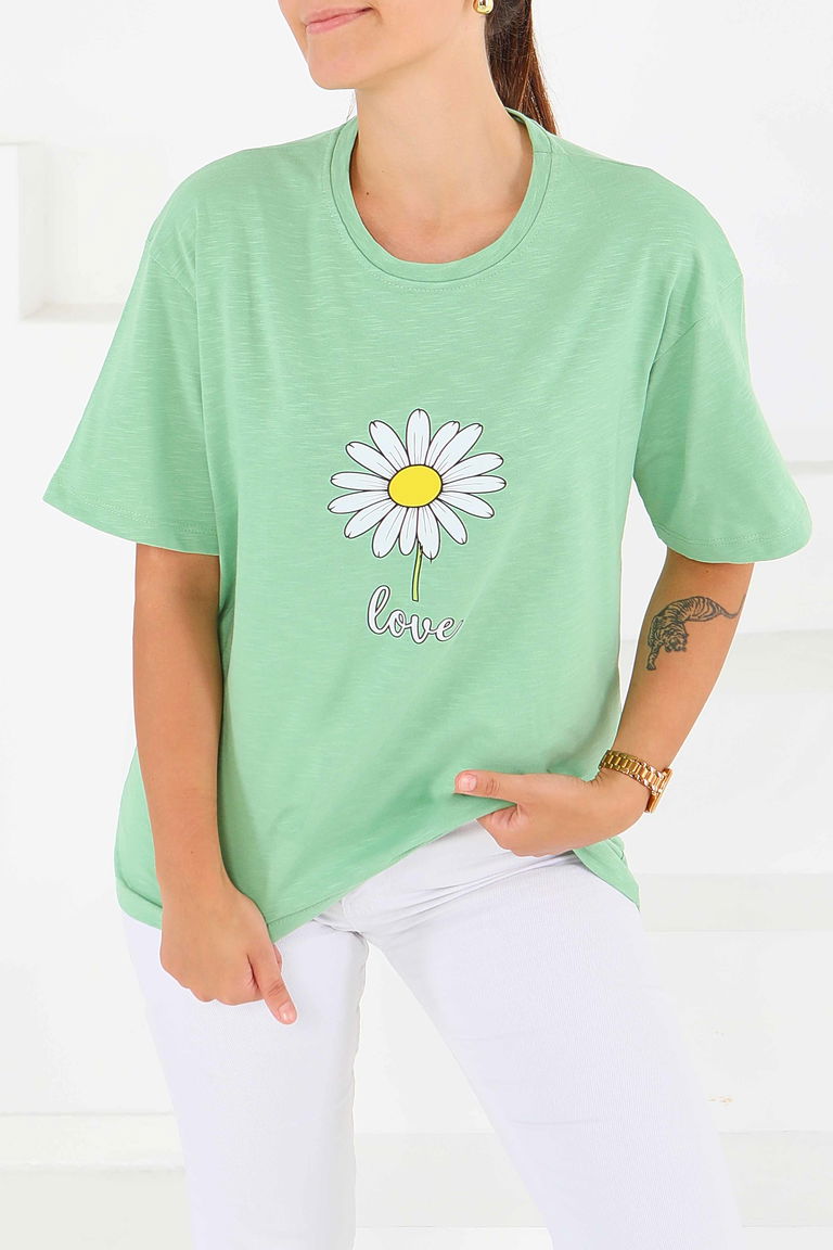 Baskılı Kısa Kollu T-Şhirt - 27577 - TOFİSA