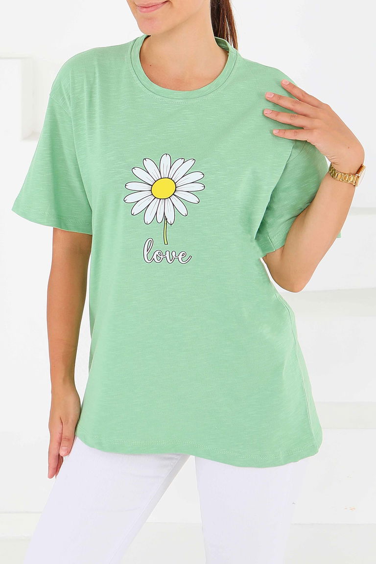 Baskılı Kısa Kollu T-Şhirt - 27577 - TOFİSA