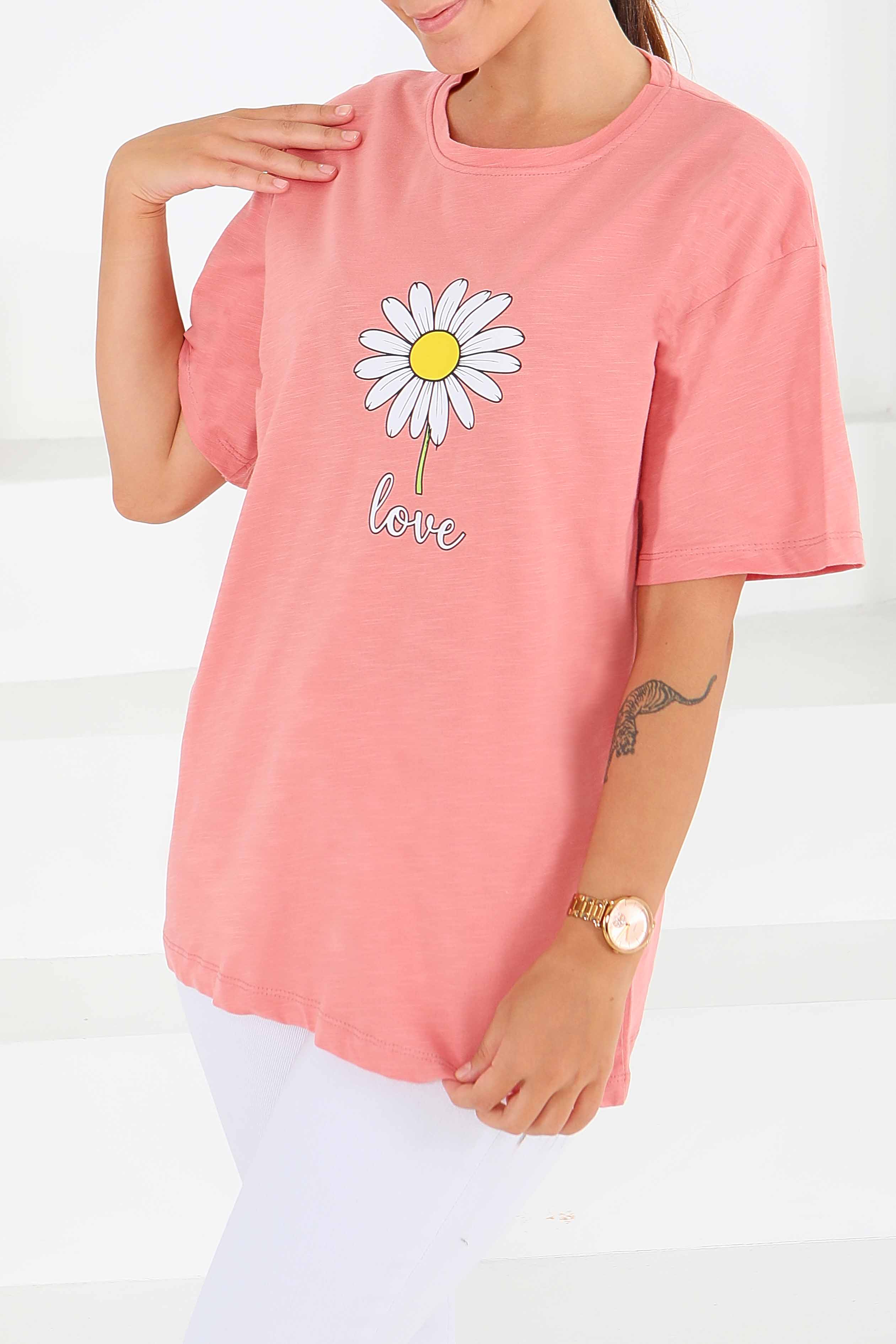 Baskılı Kısa Kollu T-Şhirt - 27577 - 1