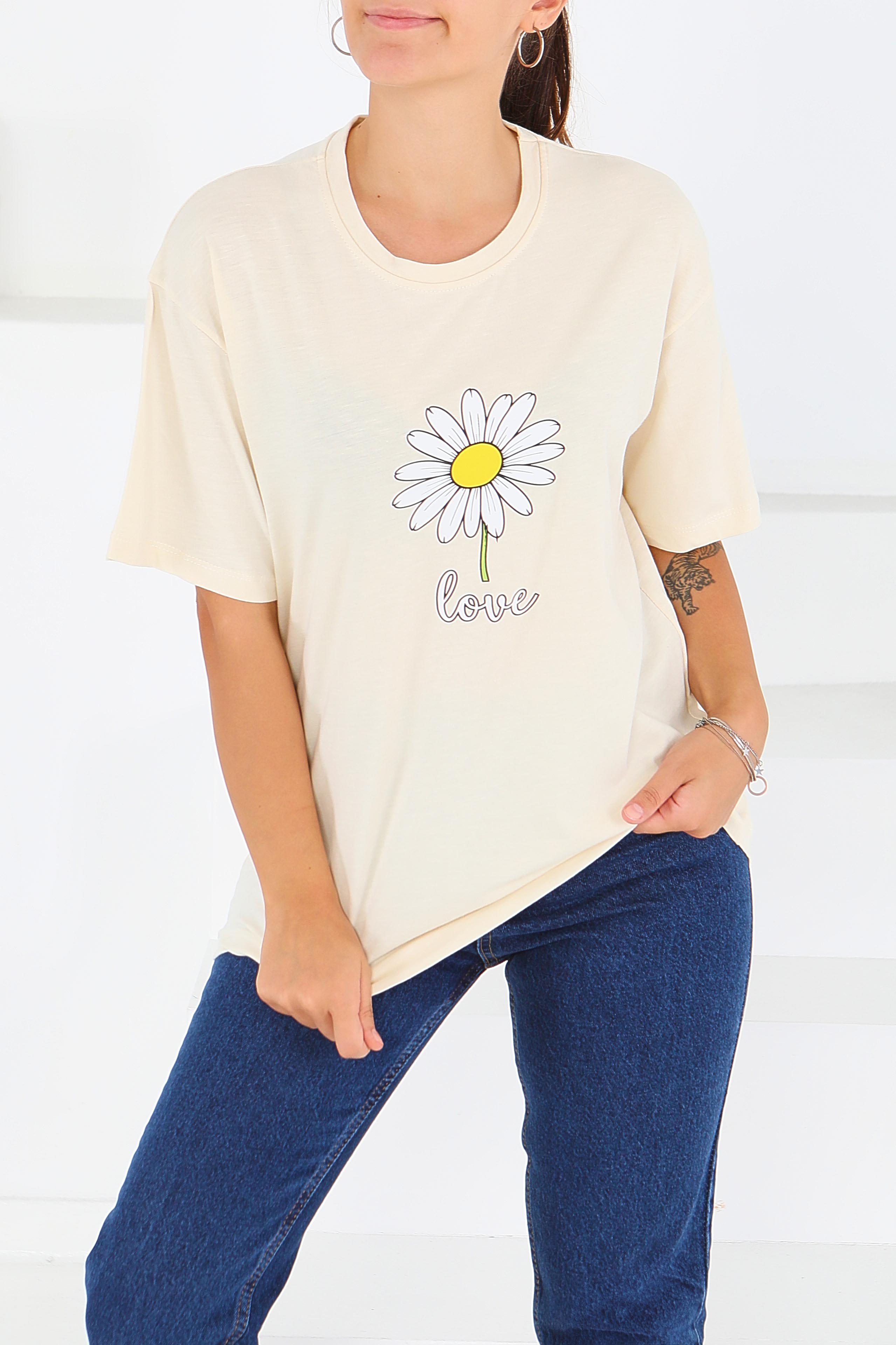 Baskılı Kısa Kollu T-Şhirt - 27577 - 1