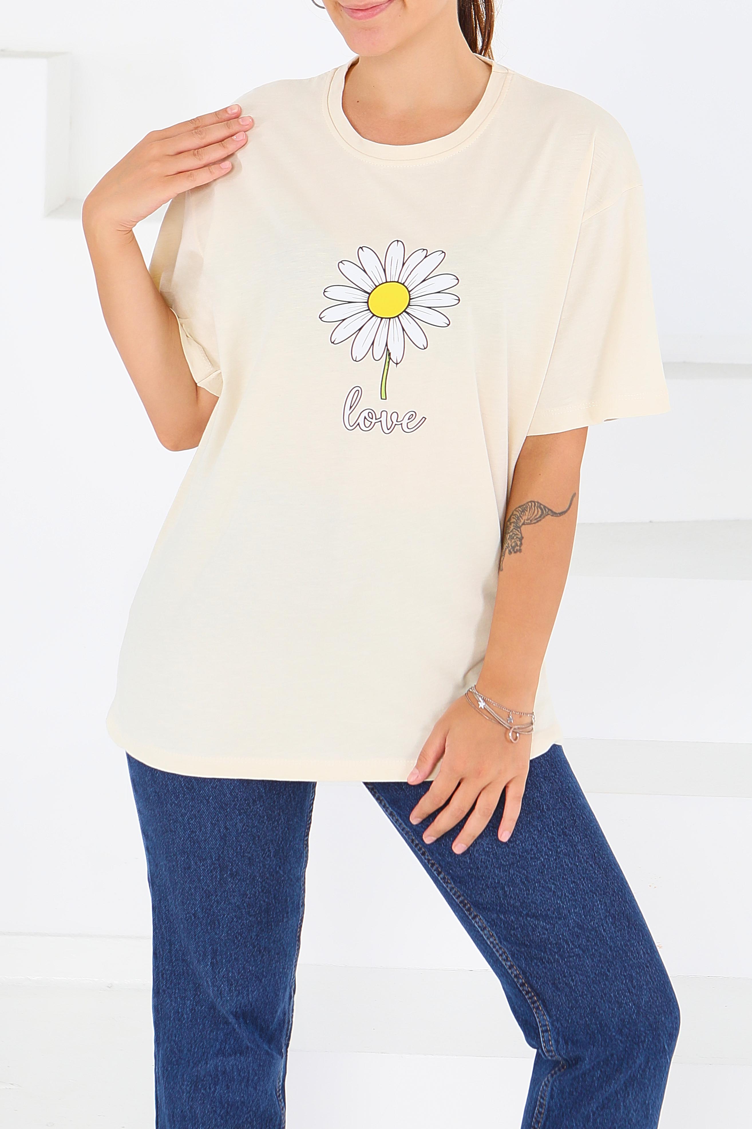 Baskılı Kısa Kollu T-Şhirt - 27577 - 2