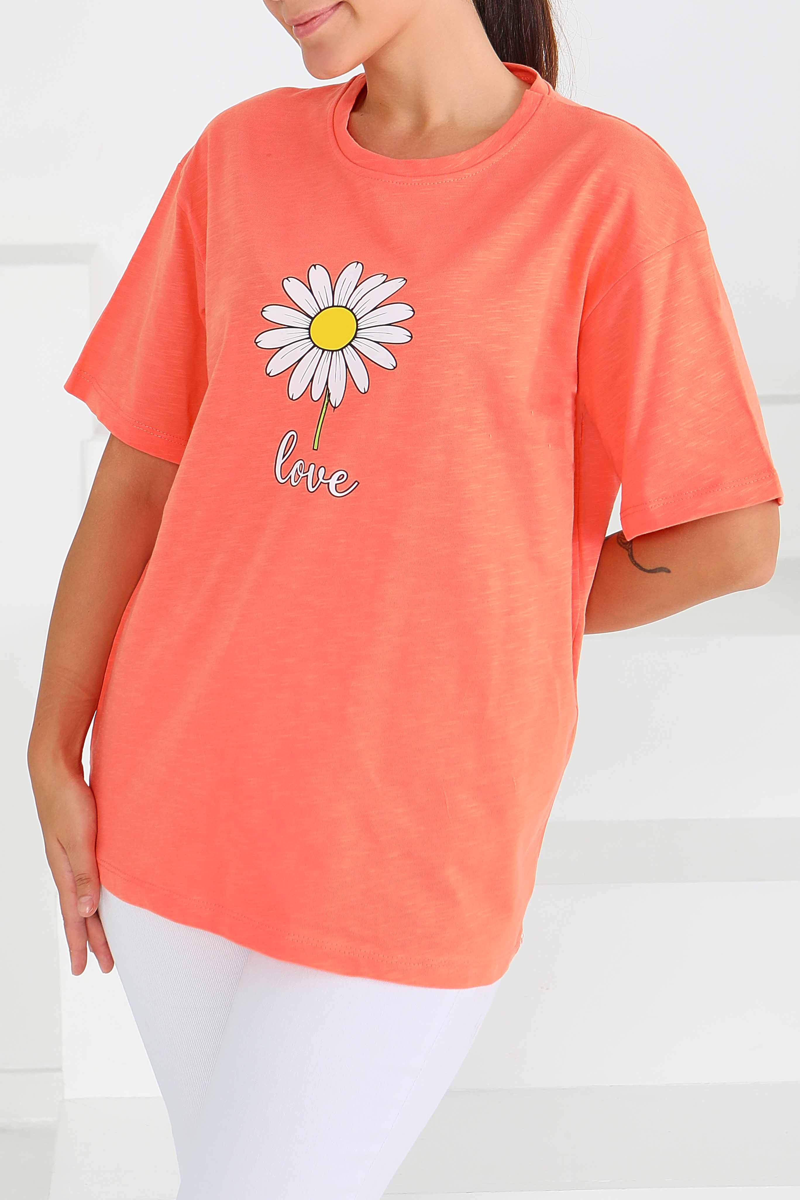 Baskılı Kısa Kollu T-Şhirt - 27577 - 1