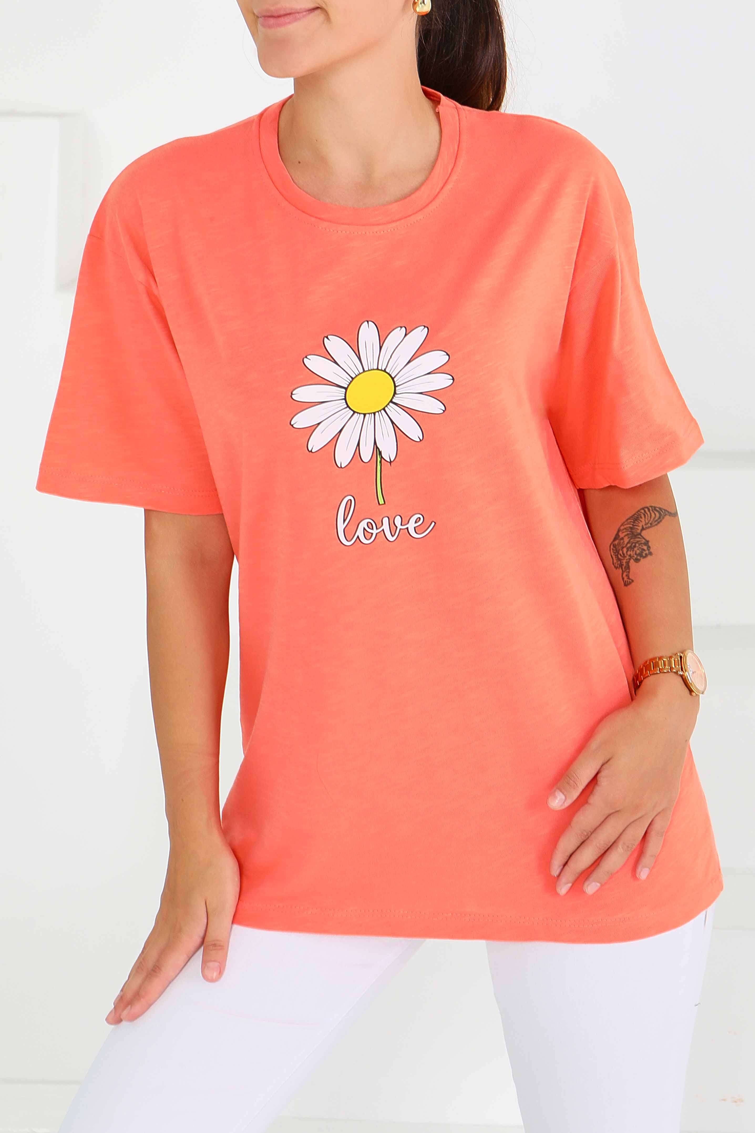 Baskılı Kısa Kollu T-Şhirt - 27577 - 2