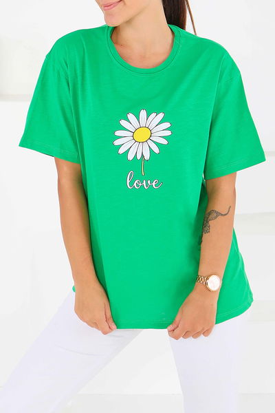 Baskılı Kısa Kollu T-Şhirt - 27577 