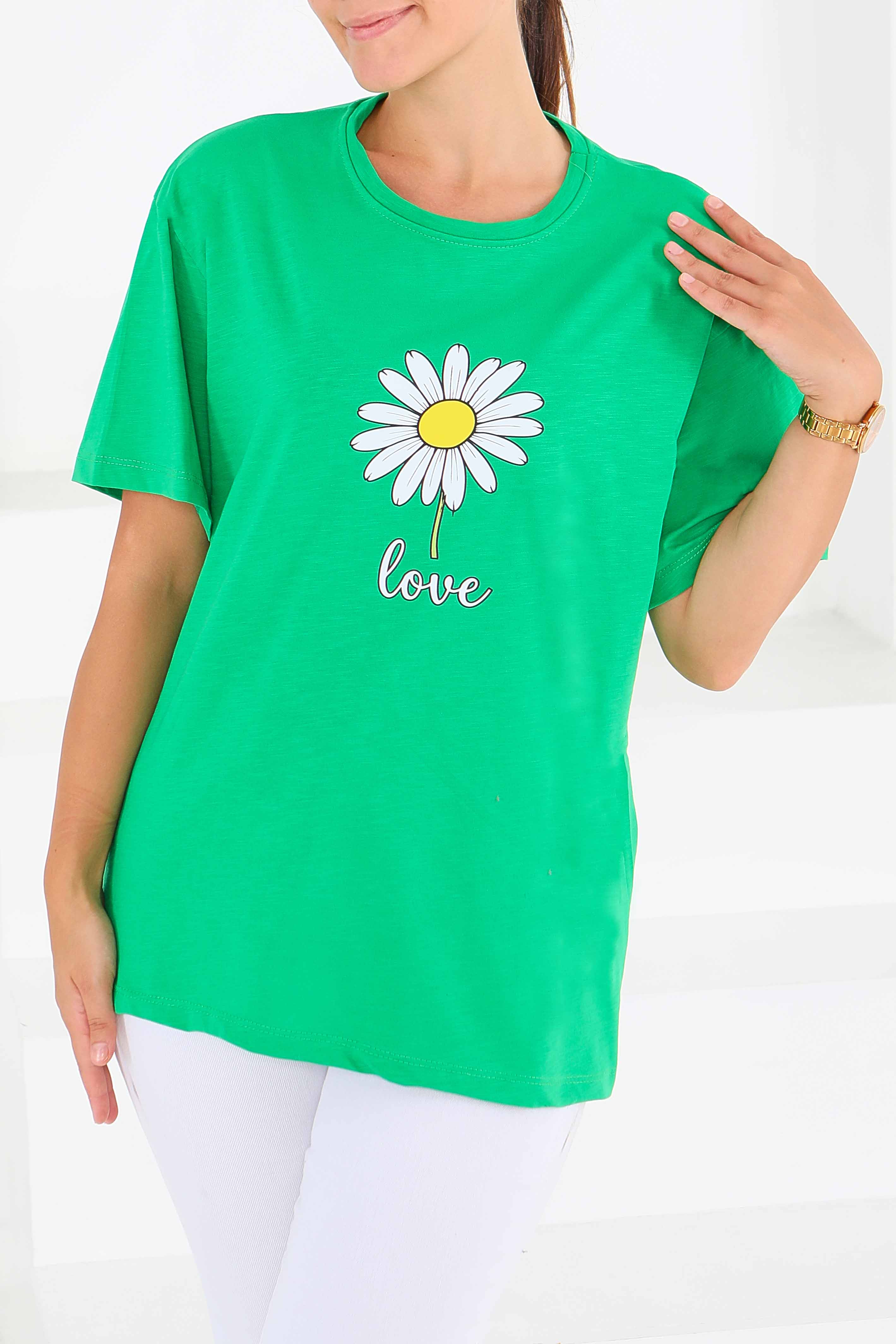 Baskılı Kısa Kollu T-Şhirt - 27577 - 2