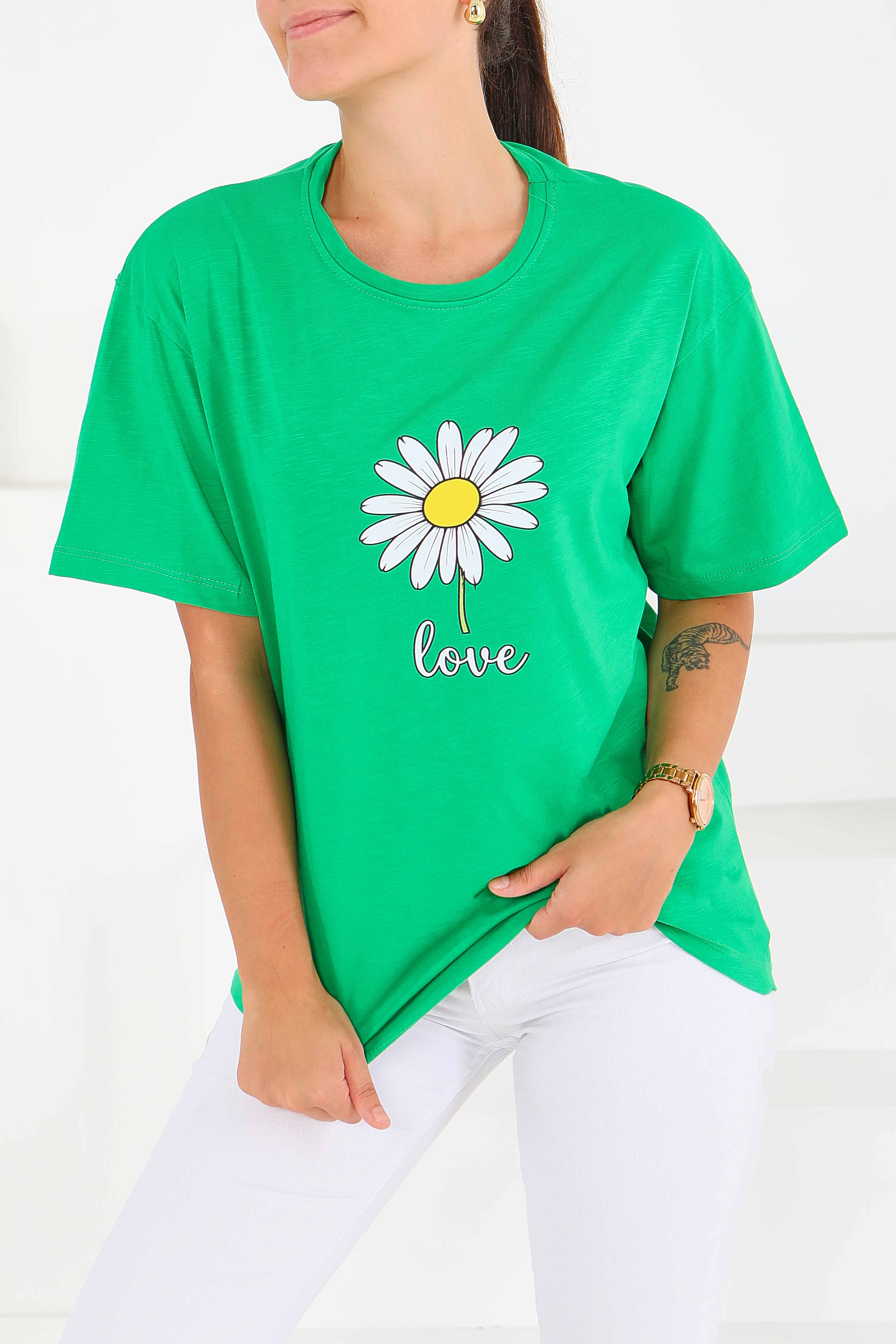 Baskılı Kısa Kollu T-Şhirt - 27577 - 3