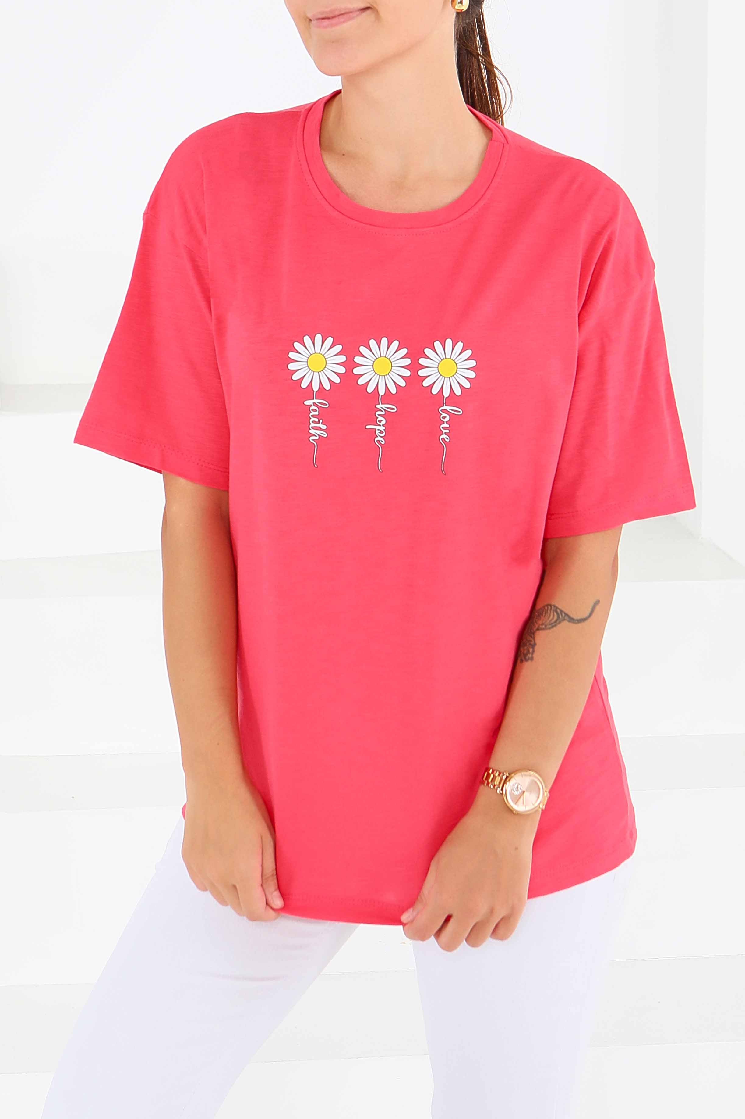 Baskılı Kısa Kollu T-Şhirt - 27578 - 1