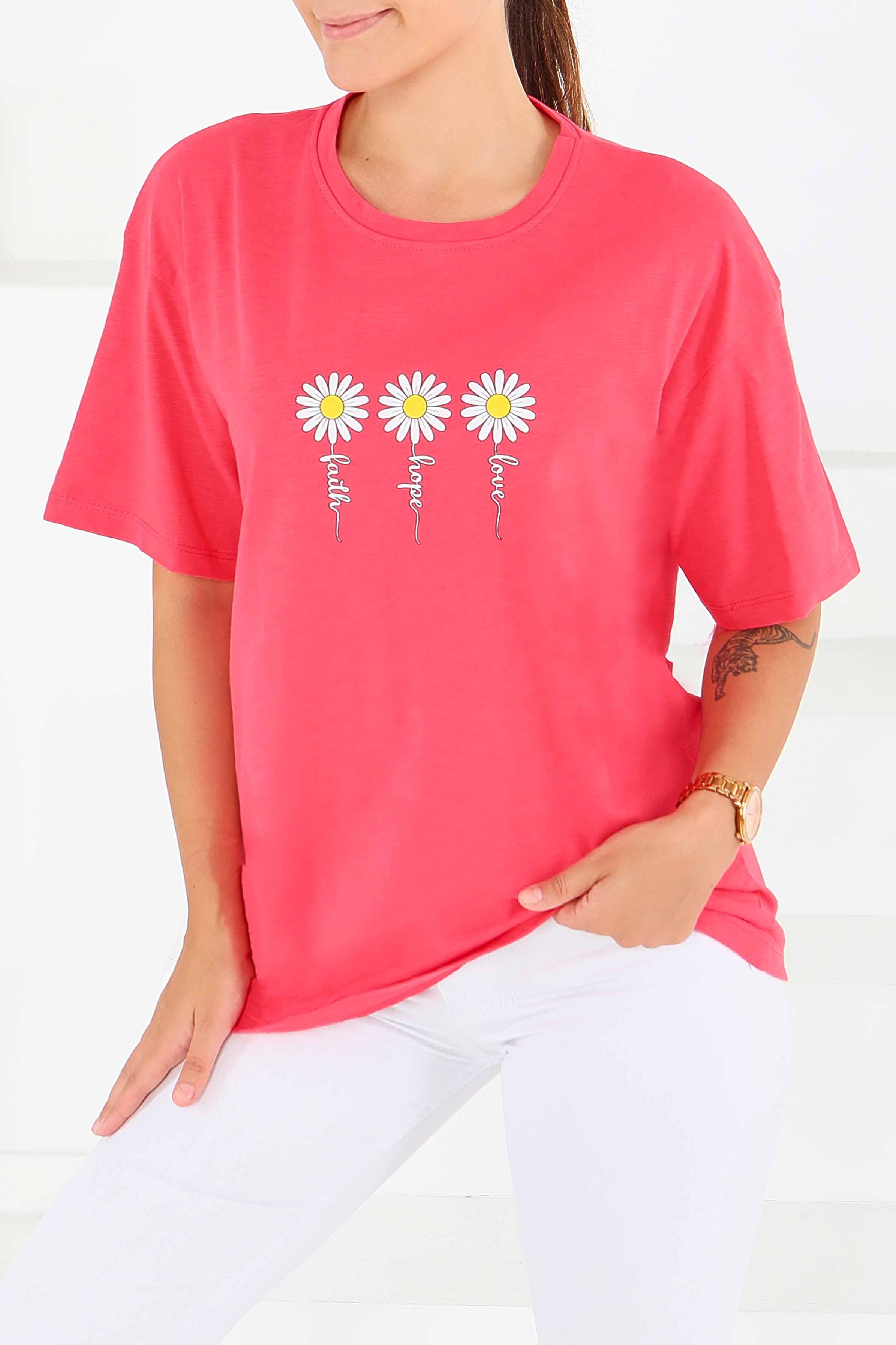 Baskılı Kısa Kollu T-Şhirt - 27578 - 2