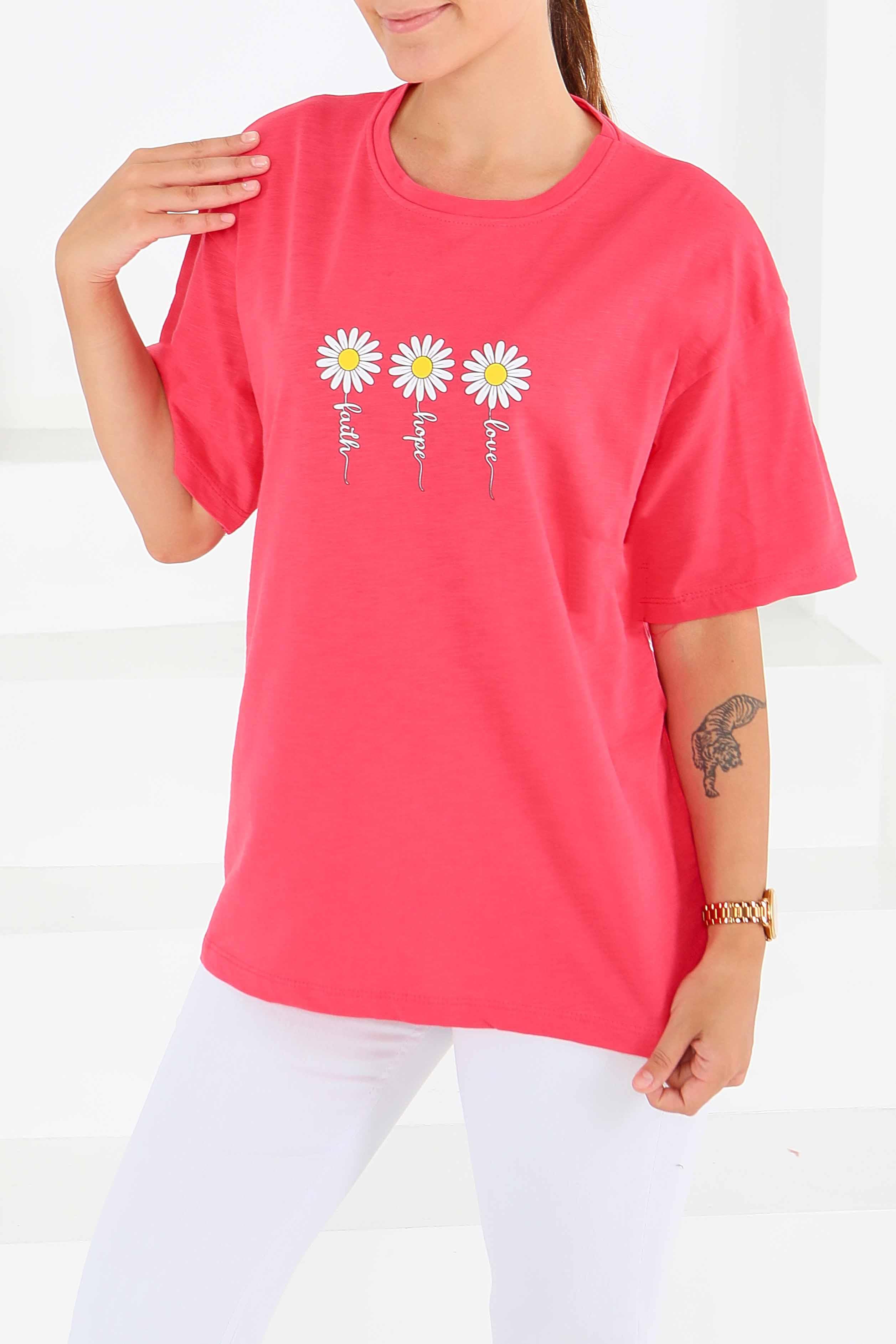 Baskılı Kısa Kollu T-Şhirt - 27578 - 3