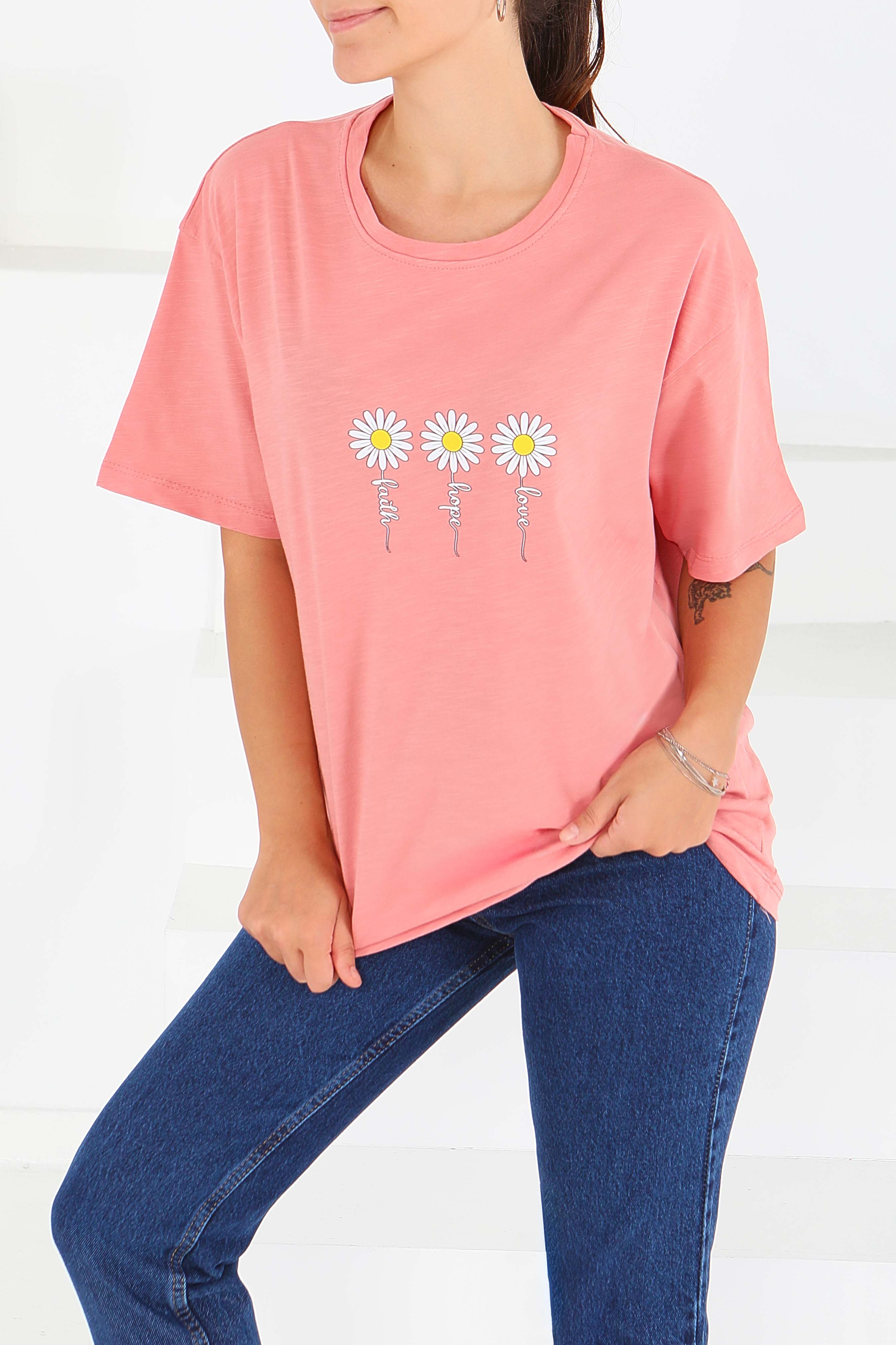 Baskılı Kısa Kollu T-Şhirt - 27578 - 1